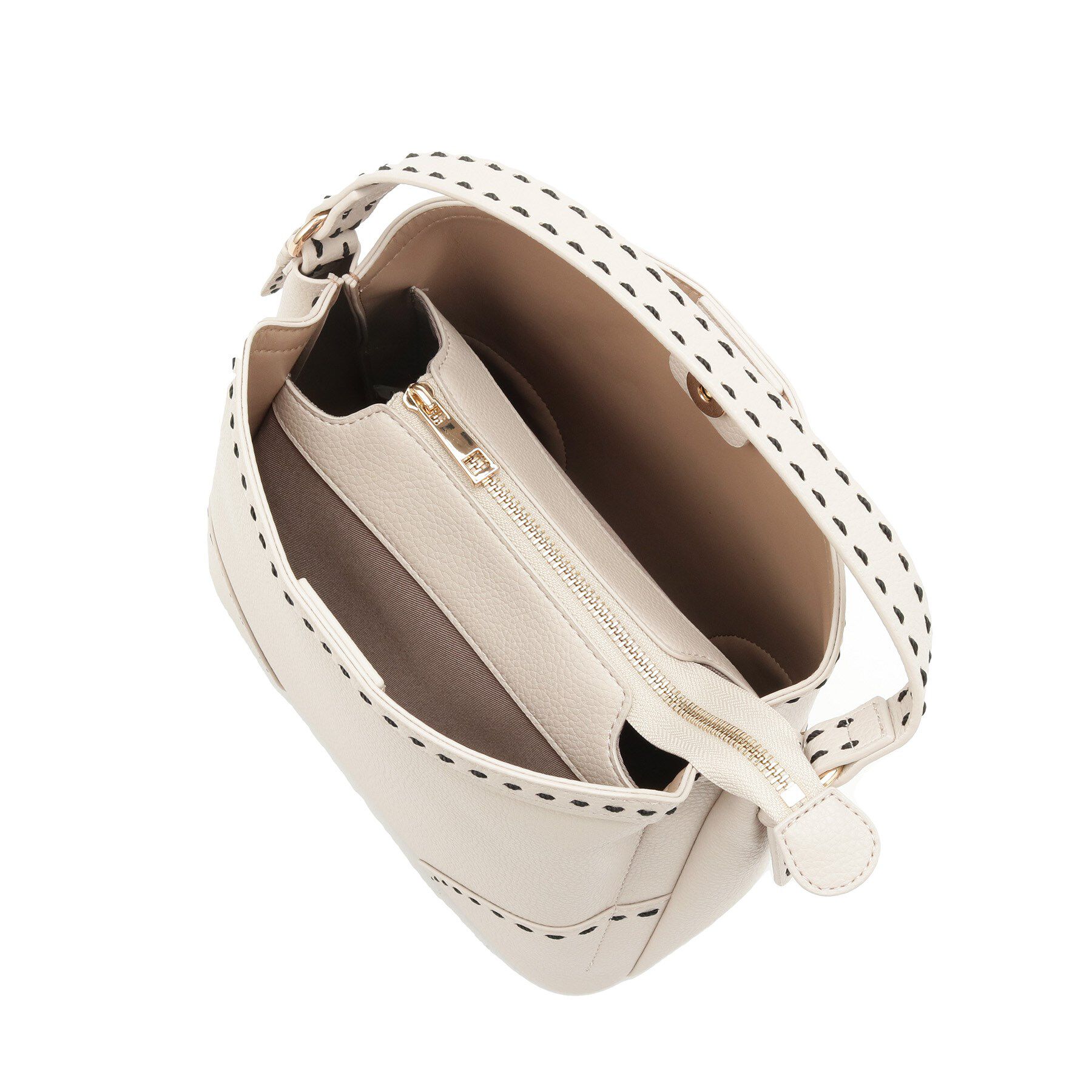 Reflect「【収納力◎／付属ストラップあり】バイカラーステッチバッグ」|ハンドバッグ|