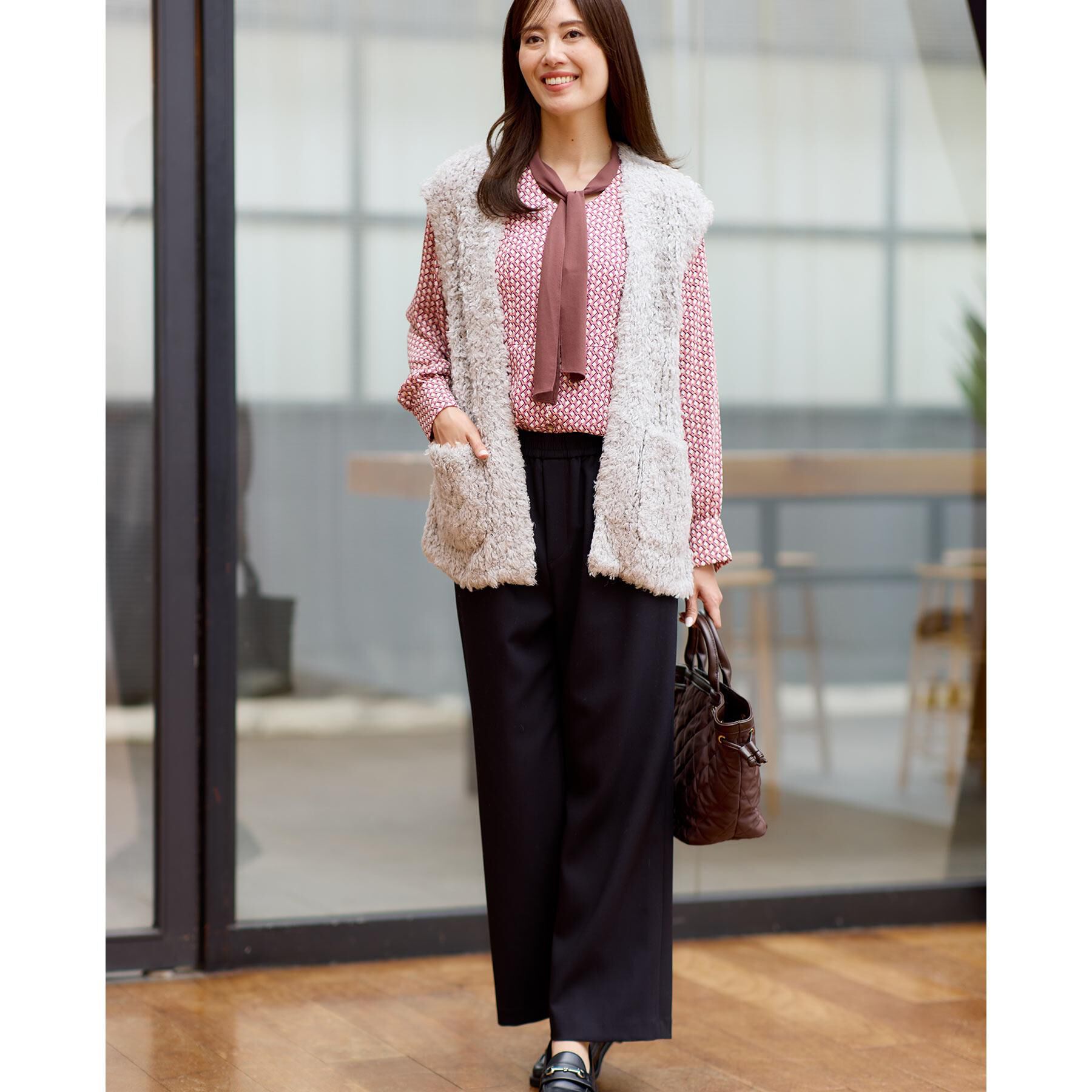 Reflect「【秋映え／ふんわり軽い／ゆったりシルエット】ファンシーヤーンベスト」|ベスト・ジレ|