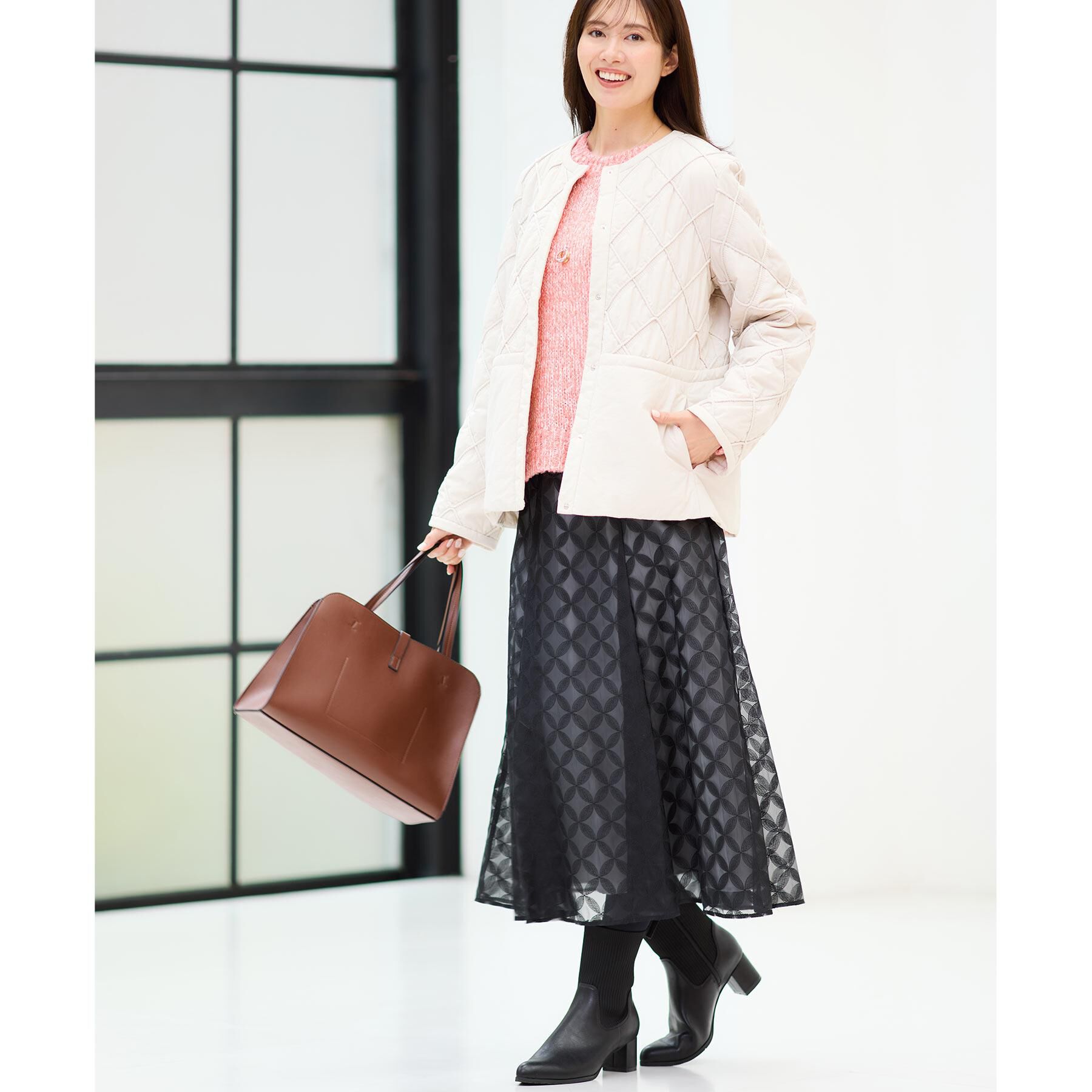 Reflect「【ウエストリボン付き】フラワー柄シアーフレアスカート」|スカート|