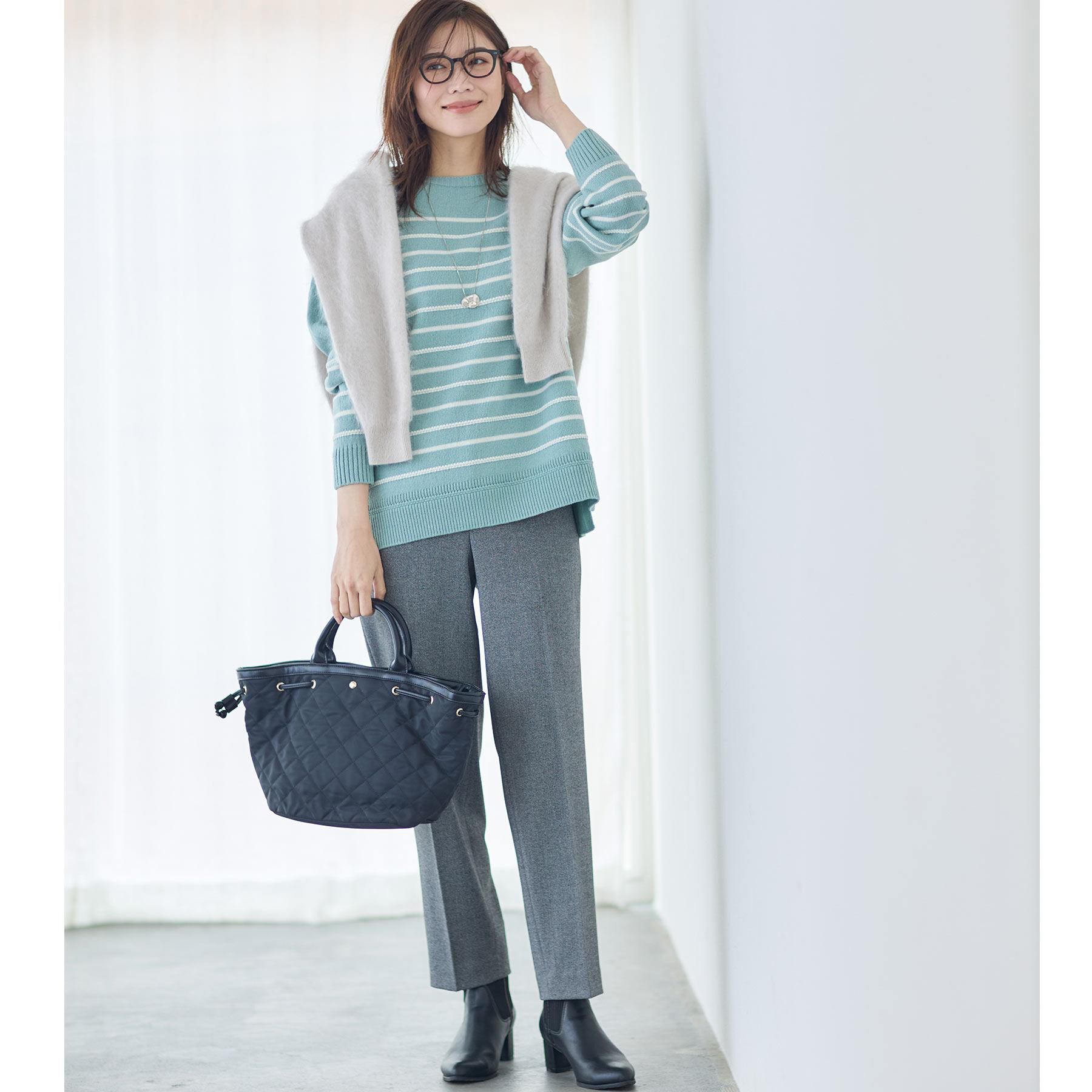 Reflect「【ゆったり着られる◎】ボートネックボーダーニット」|ニット・セーター|