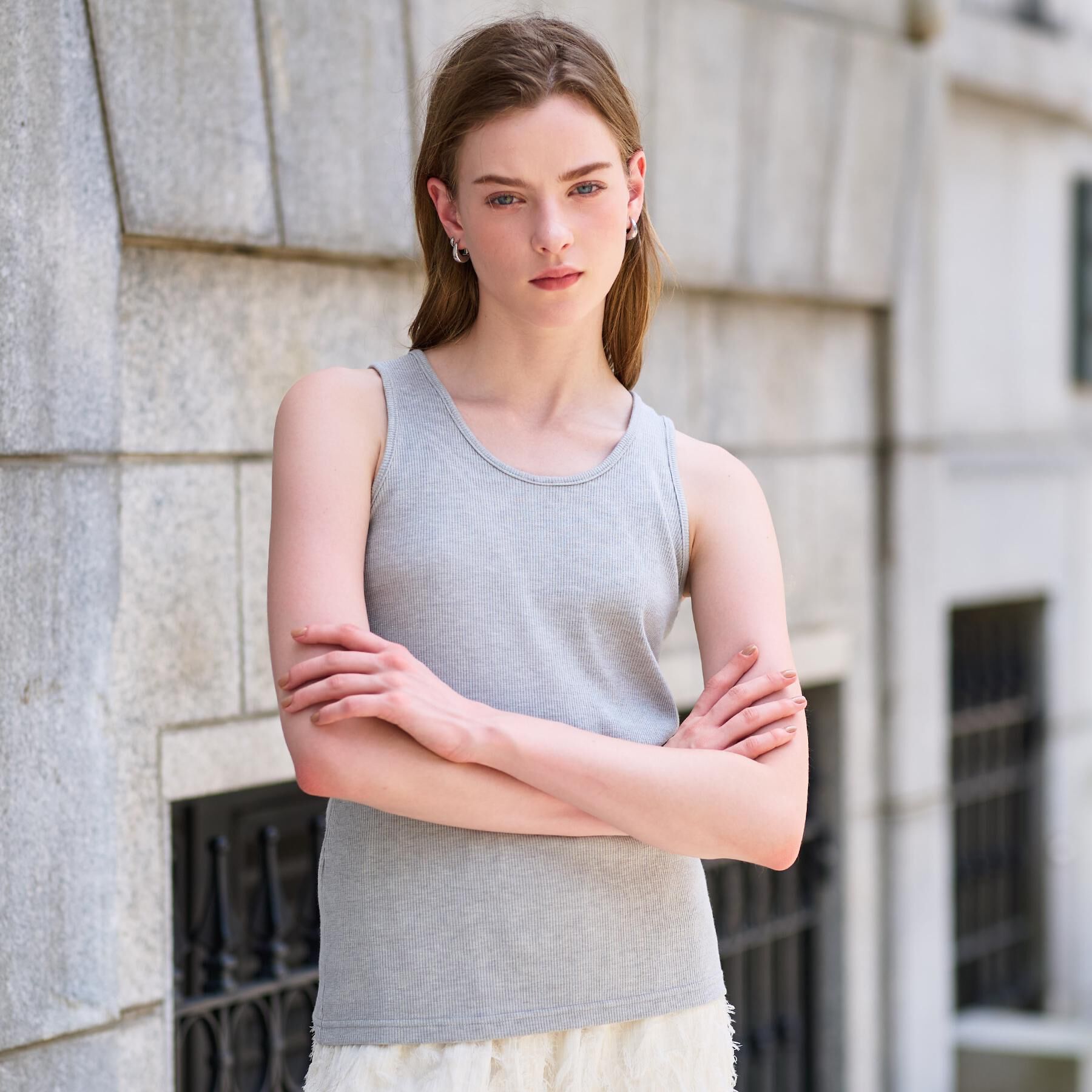 DRESSTERIOR「ラメテレコレギュラータンクトップ」|キャミソール|