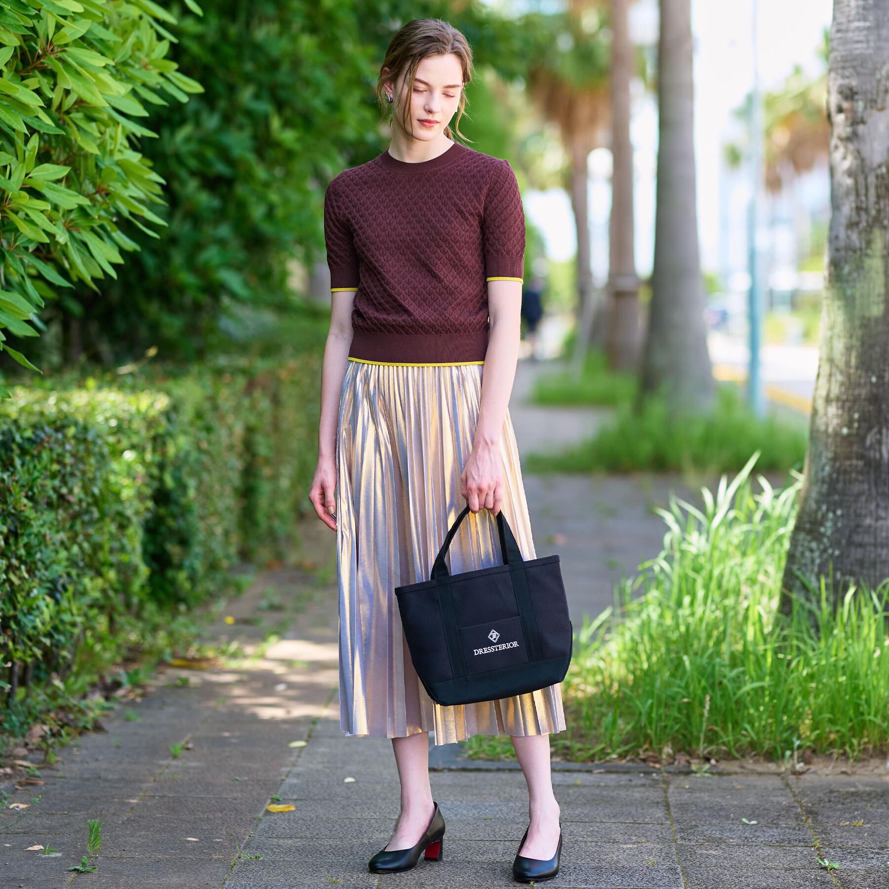 DRESSTERIOR「【6色展開/オンオフ】レース編みハーフスリーブニット」|ニット・セーター|