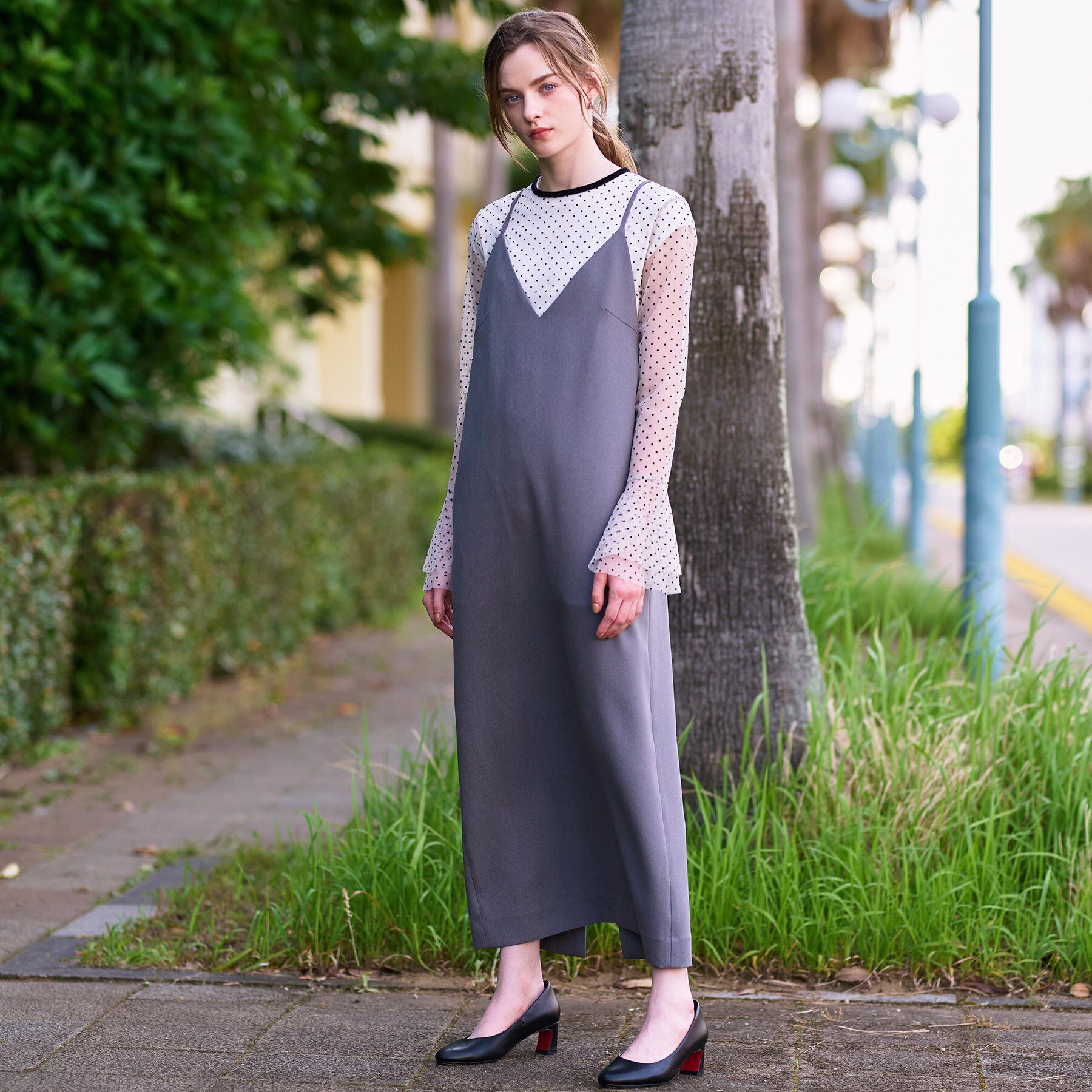 DRESSTERIOR「【洗える/シアー素材】シアードットベルスリーブカットソー」|Tシャツ・カットソー|