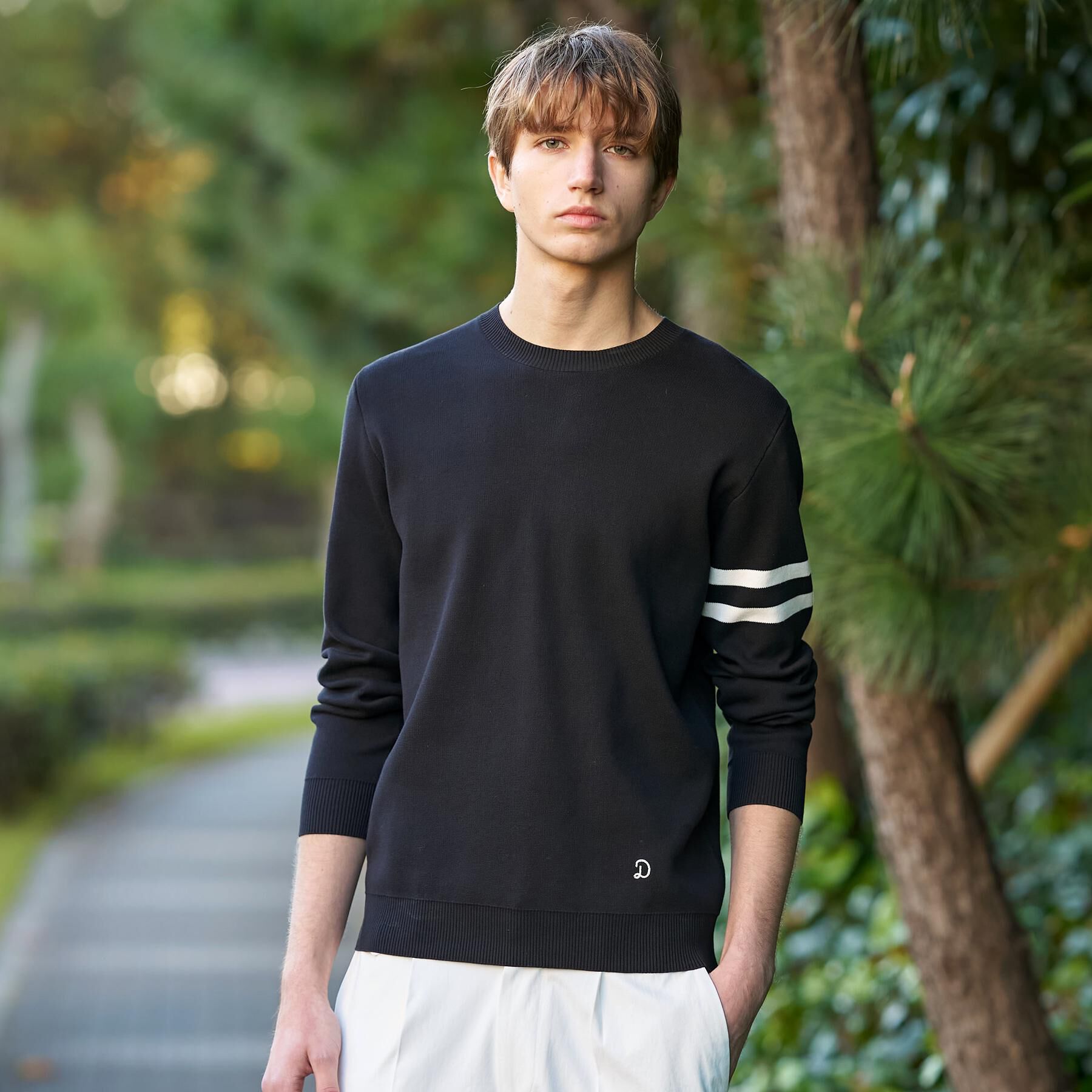 DRESSTERIOR「コットンスムース アームラインクルーネック」|ニット・セーター|