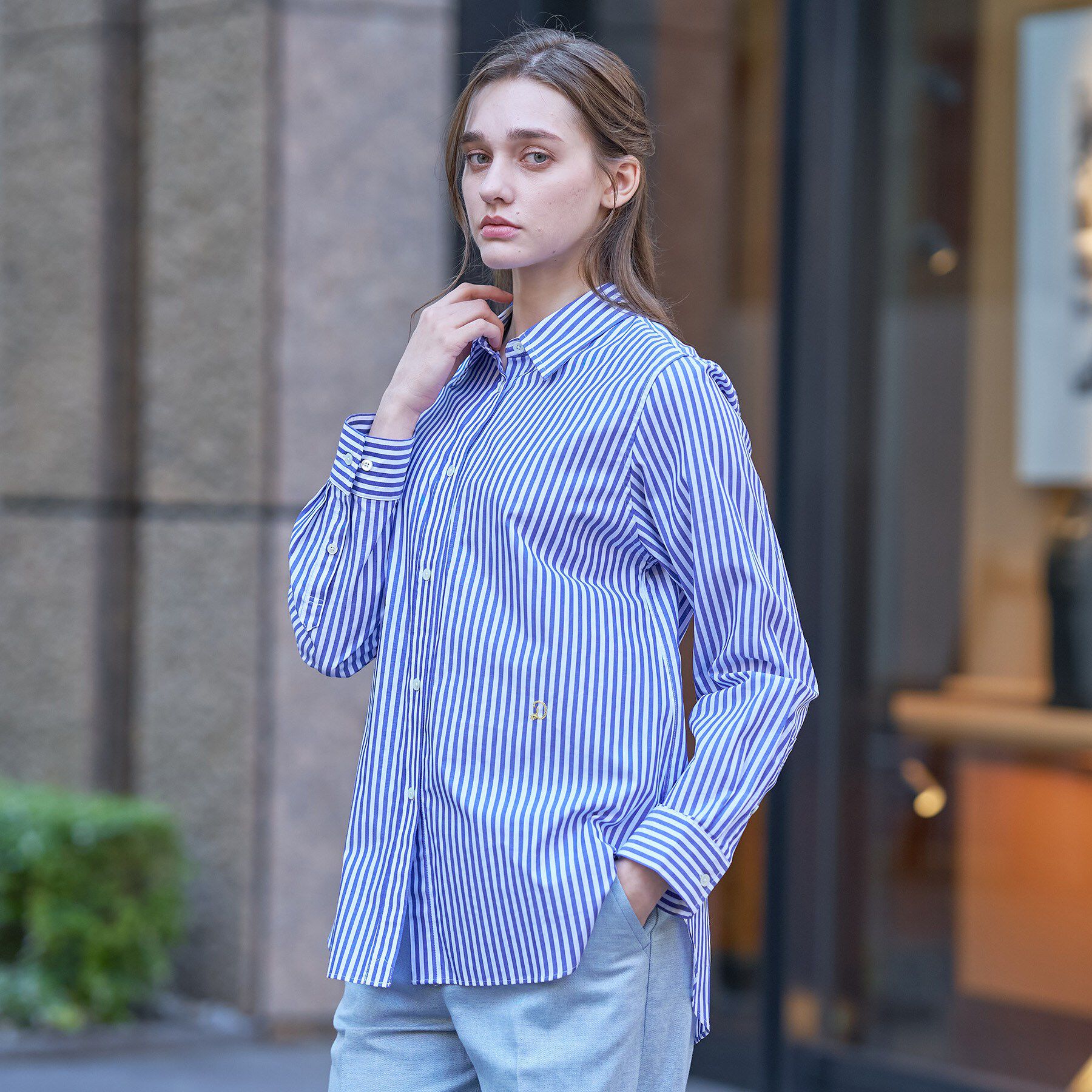 DRESSTERIOR「オーバーシルエットストライプシャツ」|シャツ・ブラウス|