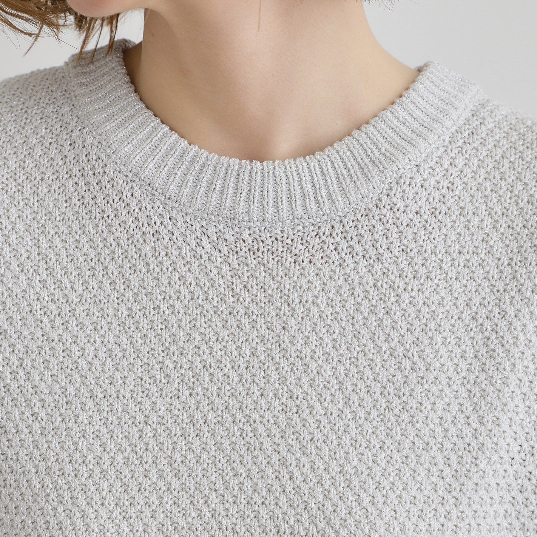 grove「ラメの上品な輝きが魅力 ラメカノコスリーブレスニット」|ニット・セーター|