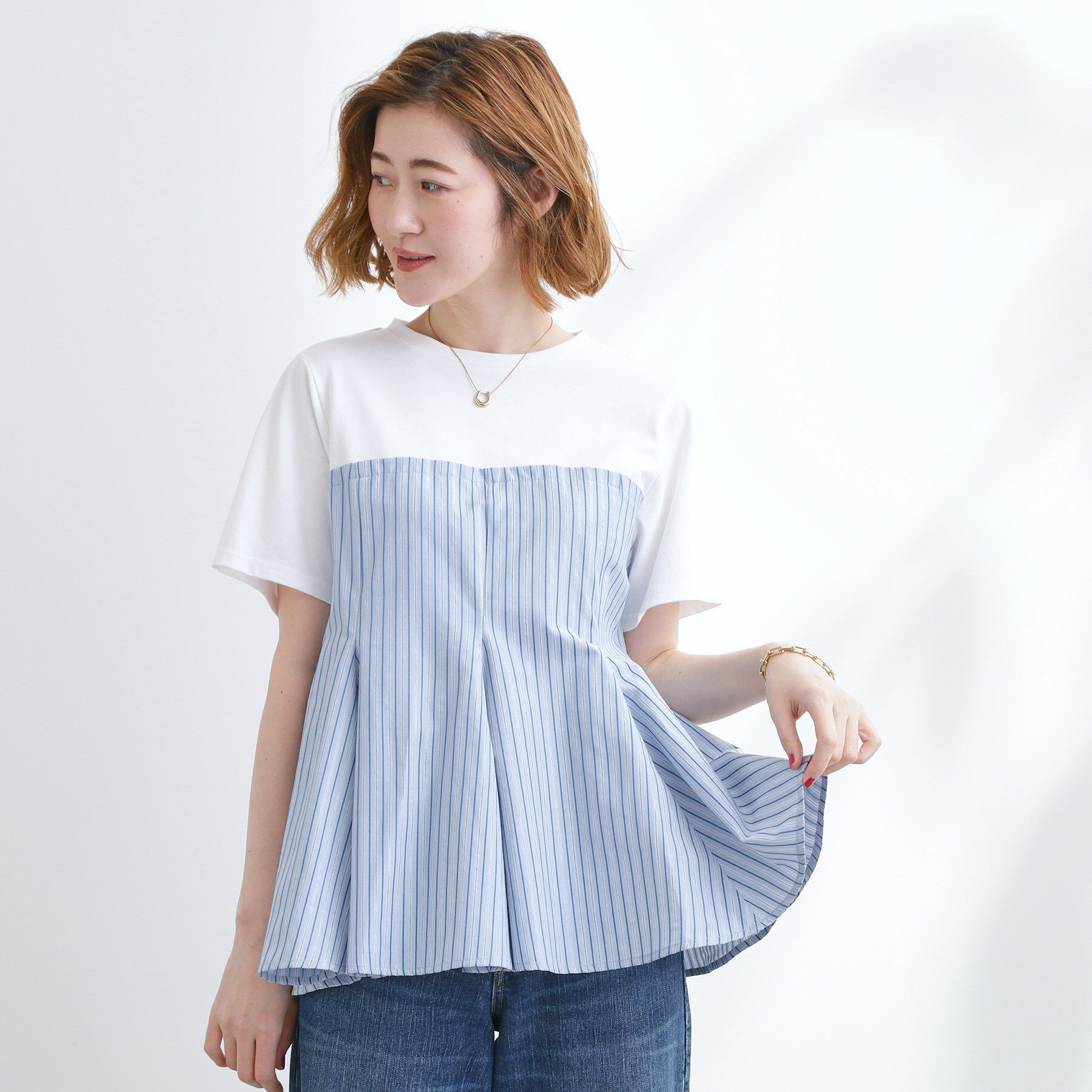 grove「贅沢フレアーが高見え ドッキングビスチェT」|Tシャツ・カットソー|