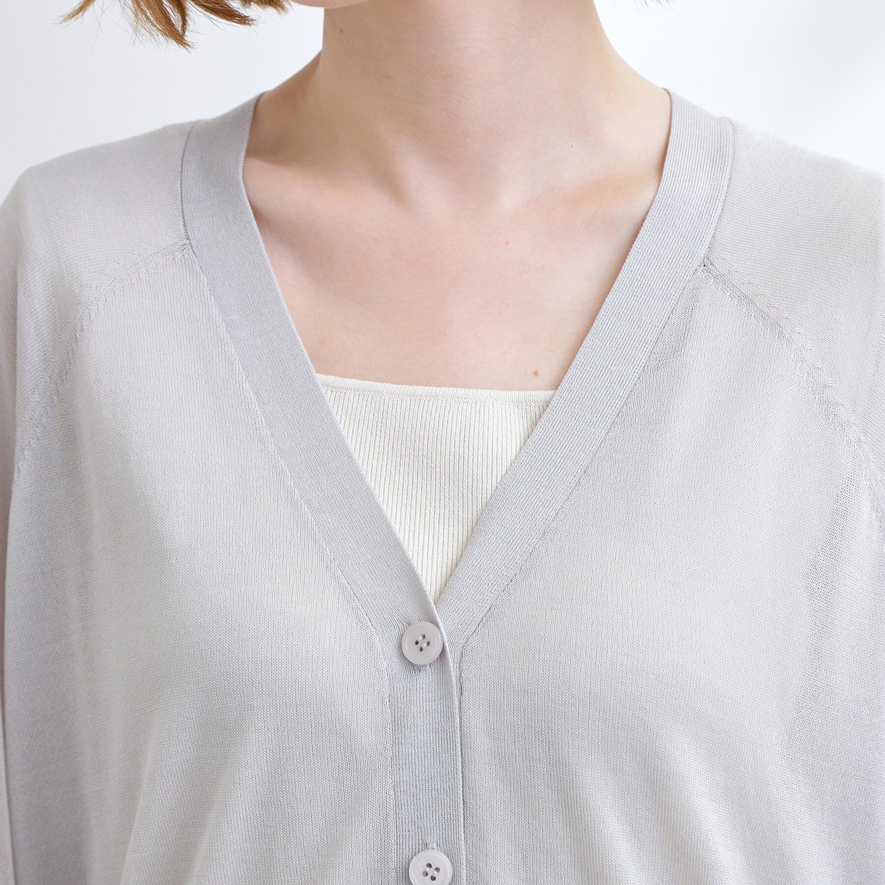 grove「さっと二の腕カバー　大人な抜け感シアーラグランVネックカーデ」|カーディガン|