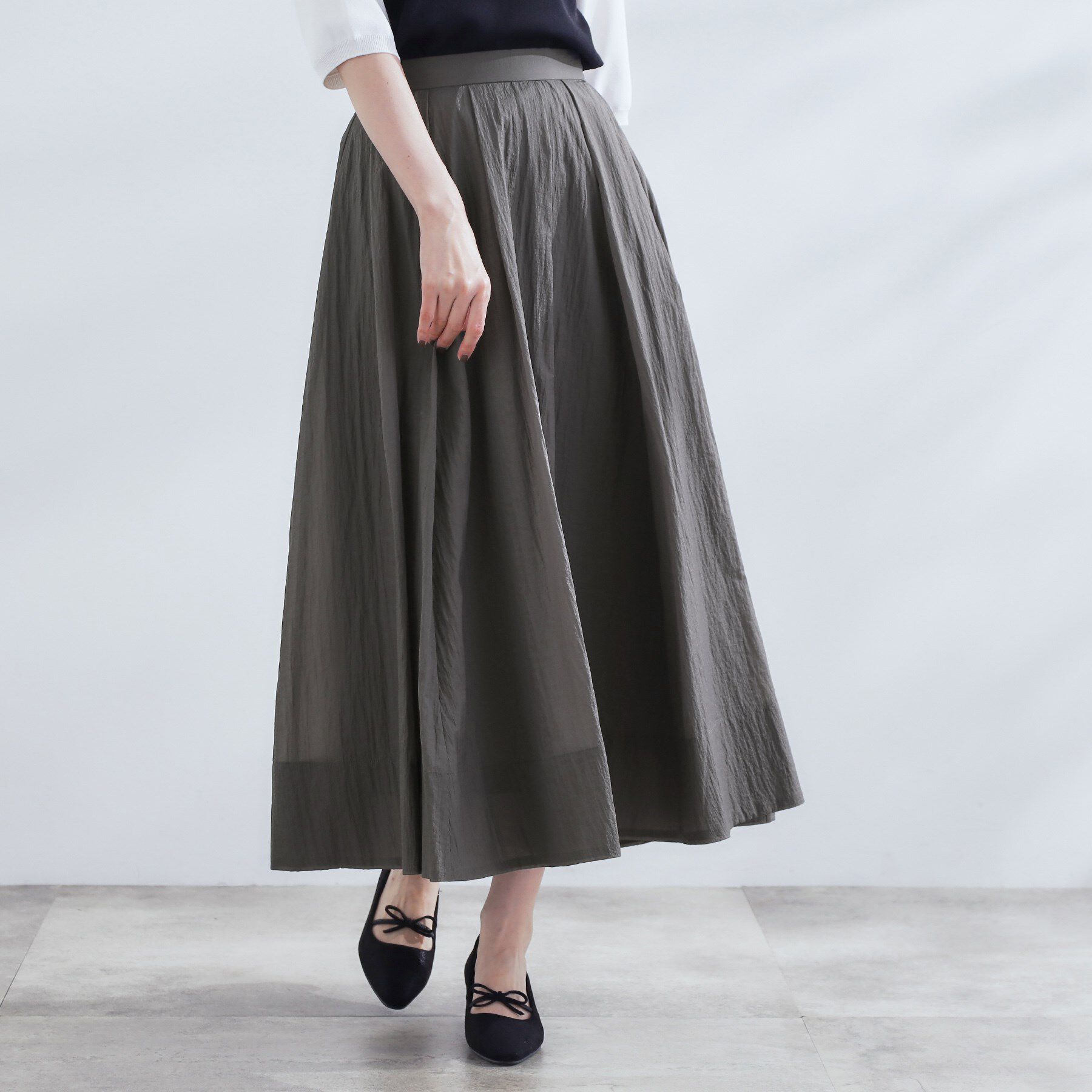 grove「透け感がムードある 大人のタックギャザースカート」|スカート|