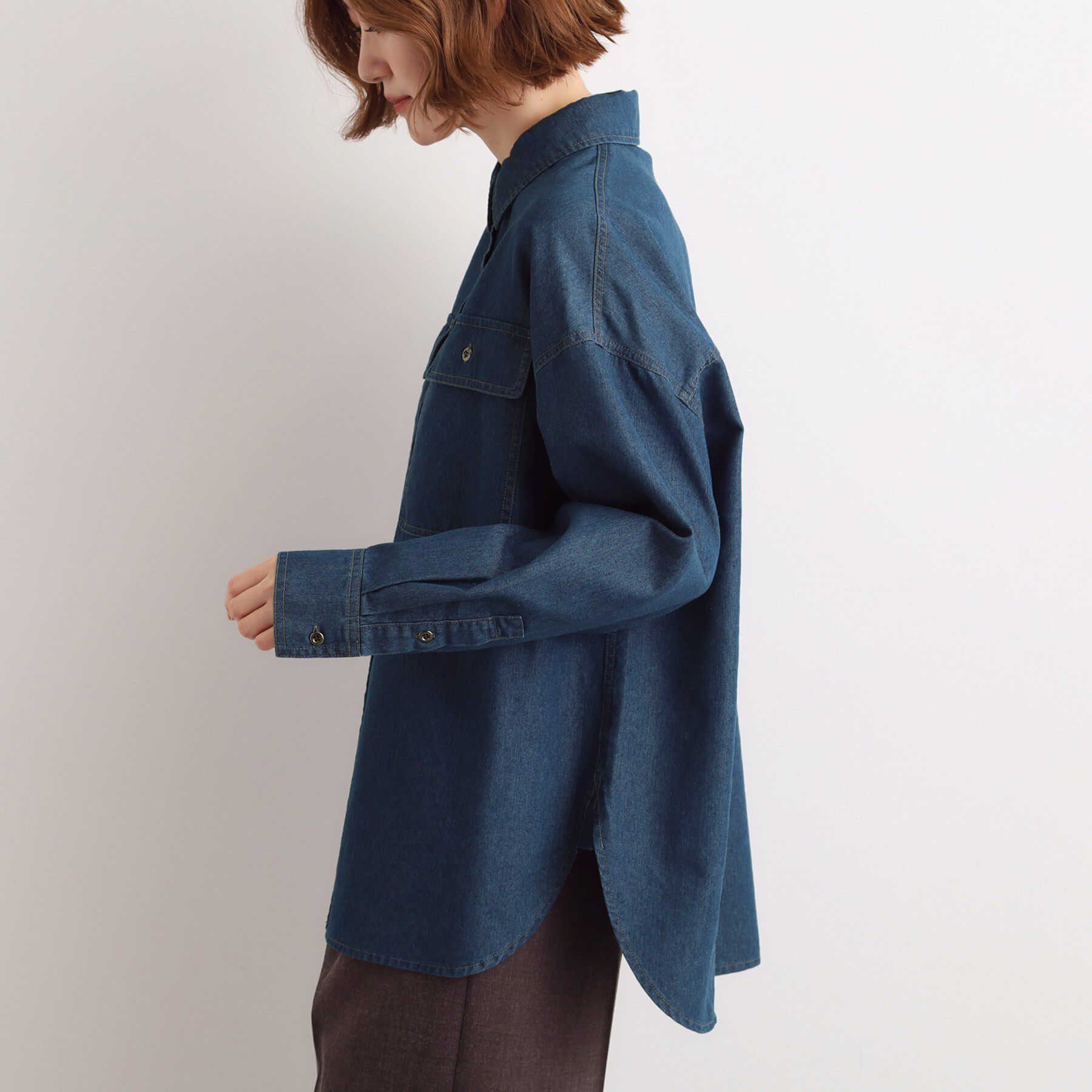 grove「【選べる着丈】オーバーサイズデニムシャツ」|シャツ・ブラウス|