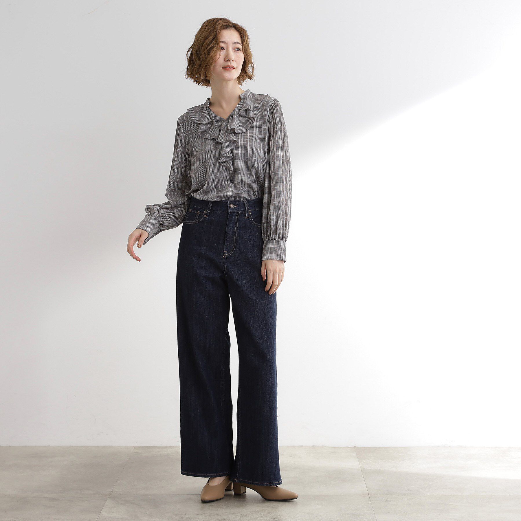 grove「袖プリーツフロントフリルブラウス」|シャツ・ブラウス|