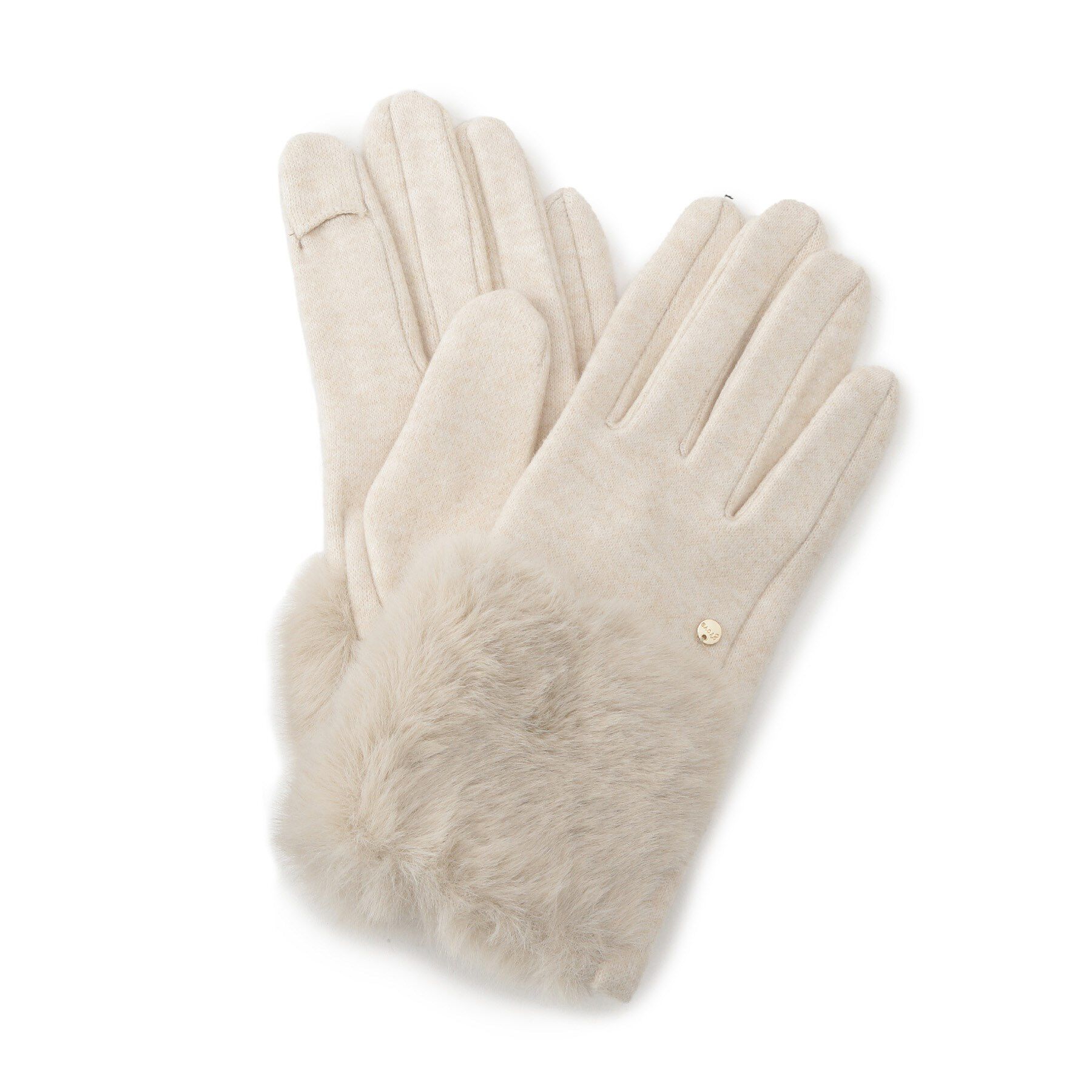 grove「リストオーバーフェイクファー杢調グローブ」|手袋|グレージュ(050)