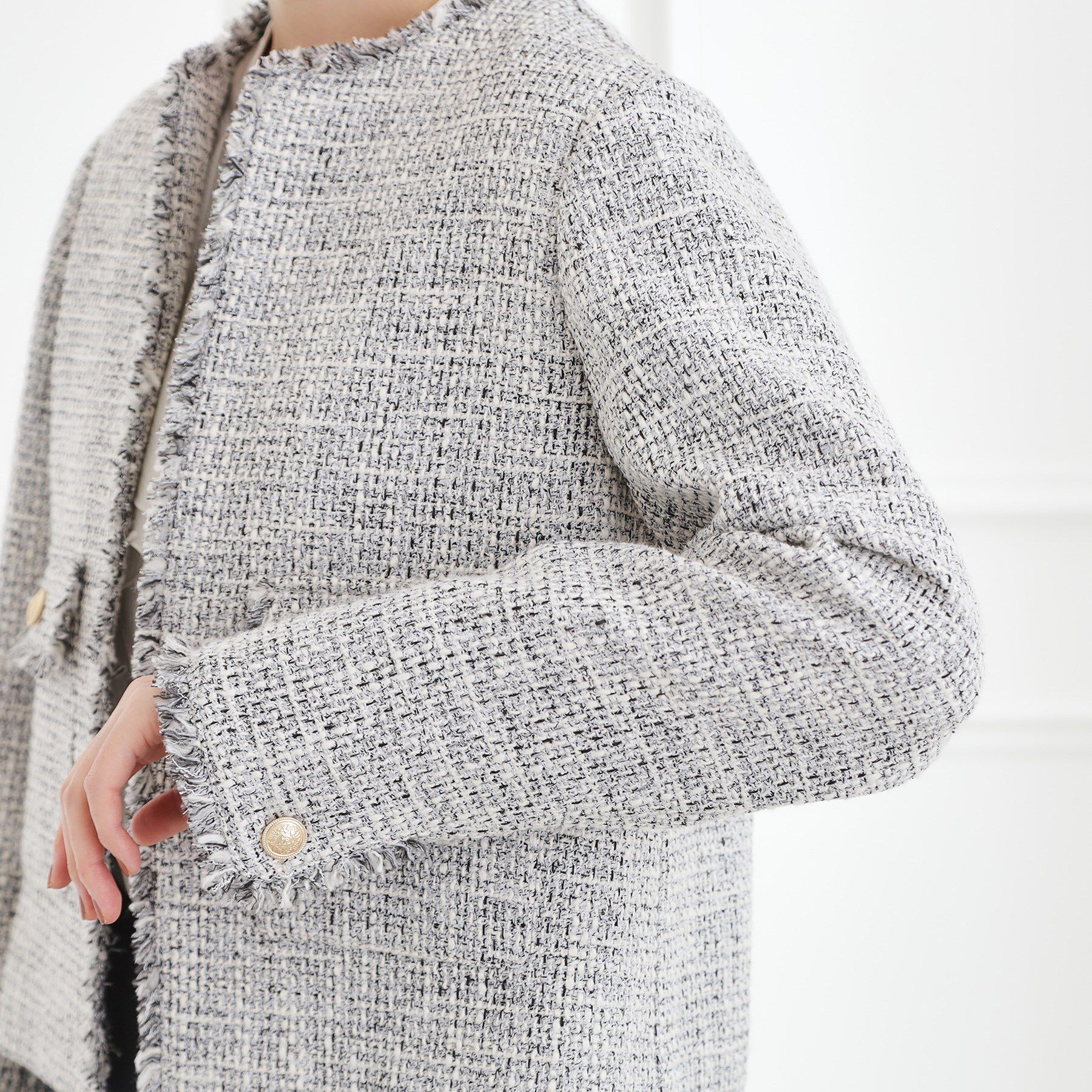 grove「【ハレの日・通勤】着回しできる上品ツイードジャケット」|ノーカラージャケット|