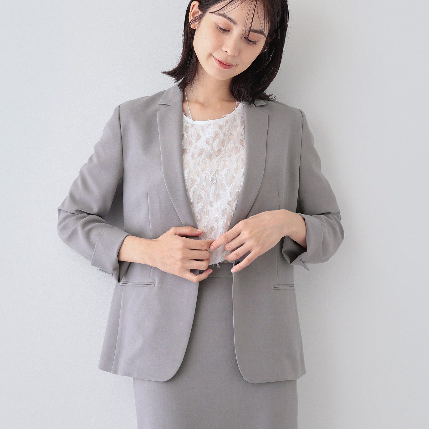 INDIVI「【定番スーツ／UVケア／洗える】ウール調テーラードジャケット」|スーツ|