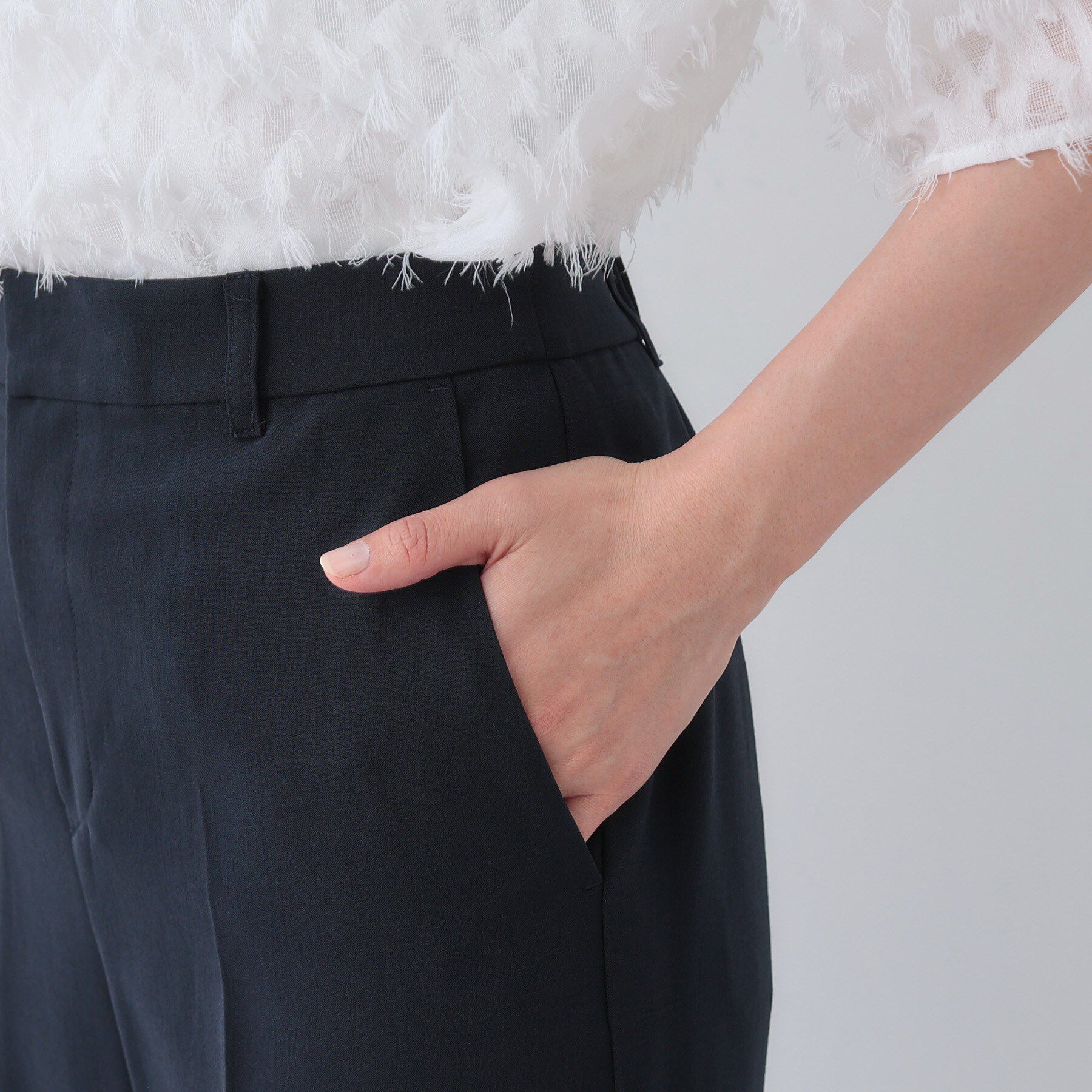 INDIVI「【洗える／UVケア／SETUP可能】ウール調ワイドパンツ」|スーツ|