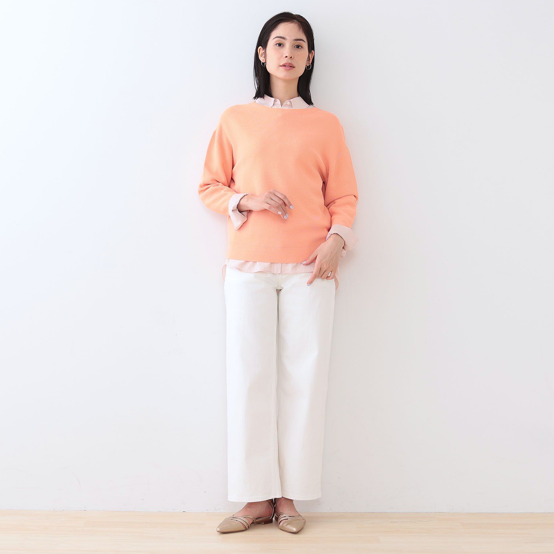 INDIVI「【洗える／無縫製／6色展開】袖フォルム ボートネックニット」|ニット・セーター|