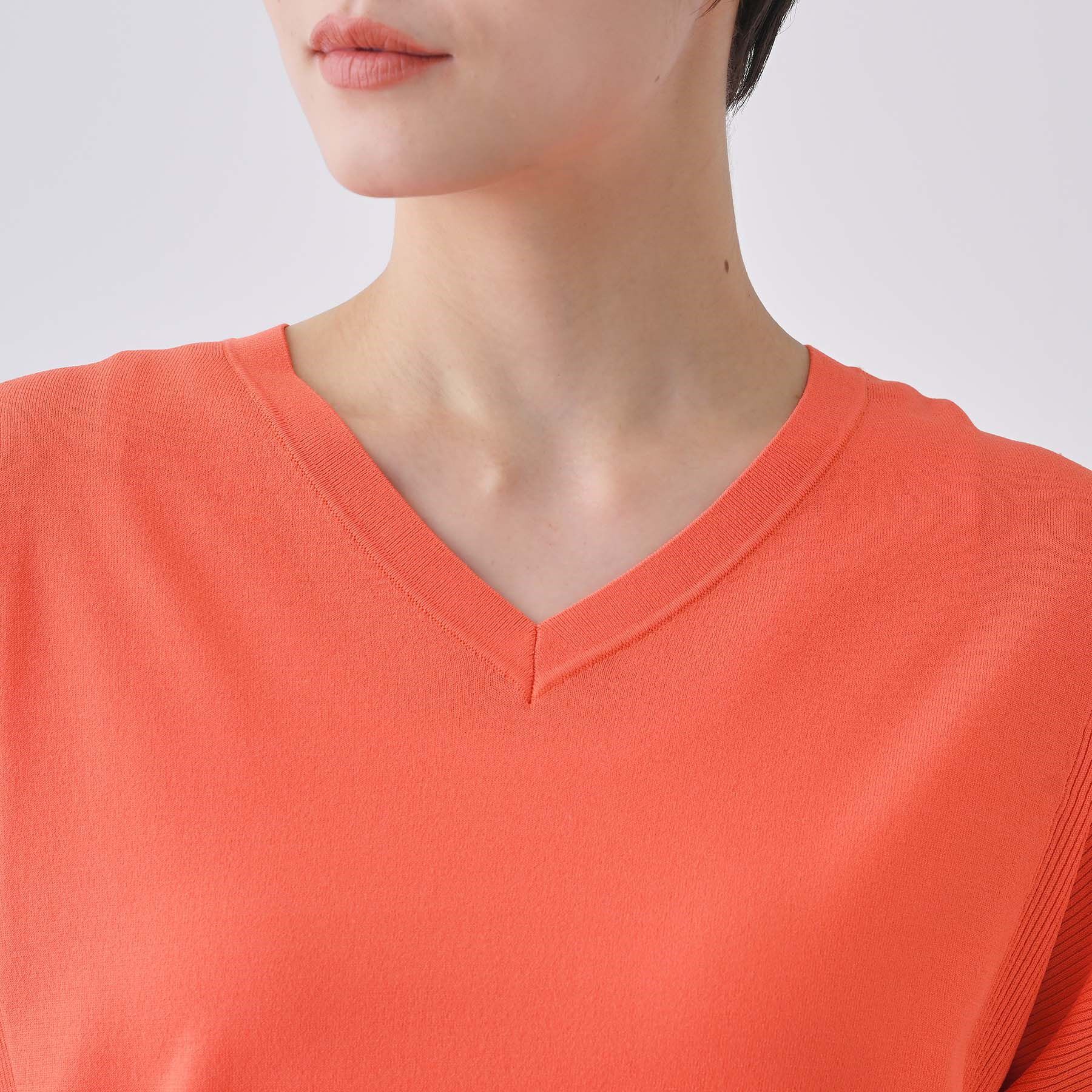 INDIVI「【洗える／清涼感】レーヨンストレッチ 安心丈の半袖ニット」|ニット・セーター|