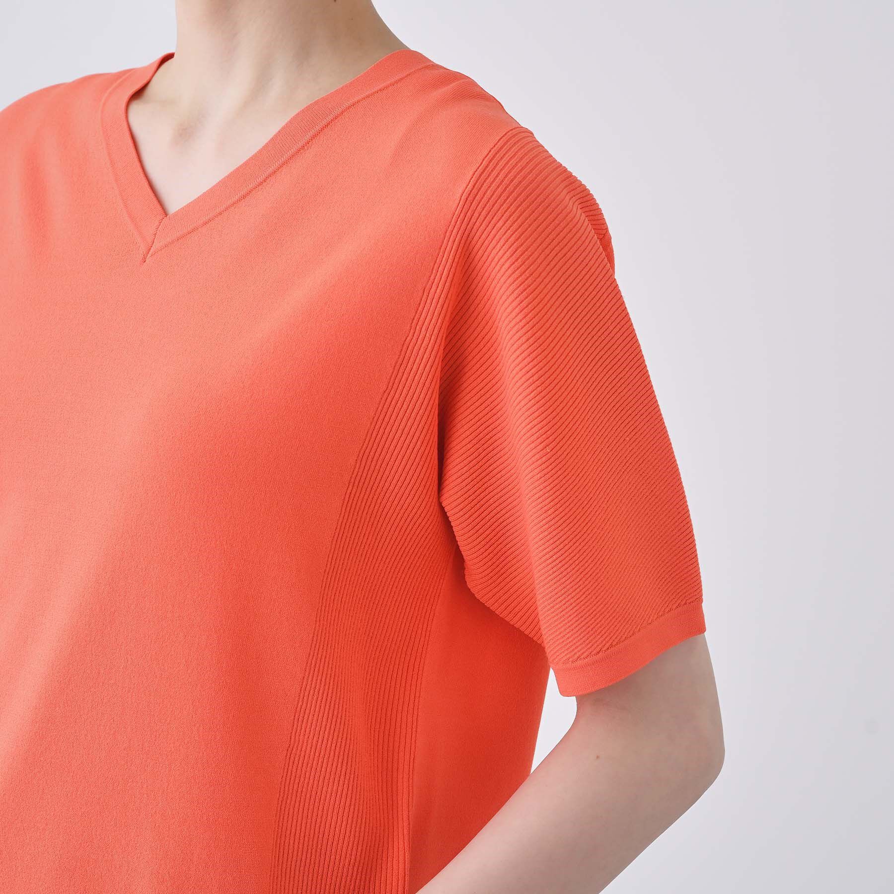 INDIVI「【洗える／清涼感】レーヨンストレッチ 安心丈の半袖ニット」|ニット・セーター|