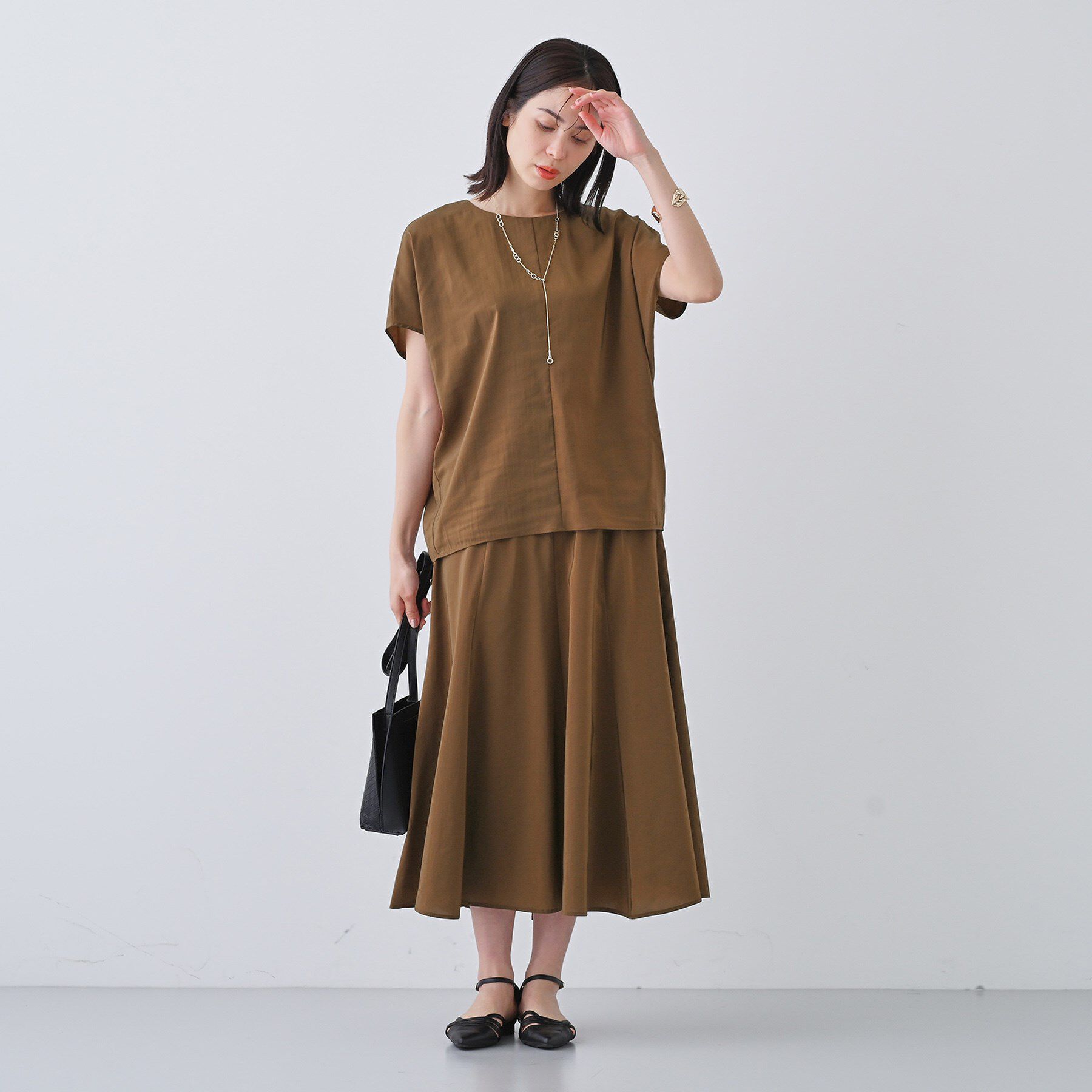 INDIVI「【通気性◎撥水／接触冷感／UVケア】ナローフレアスカート」|スカート|