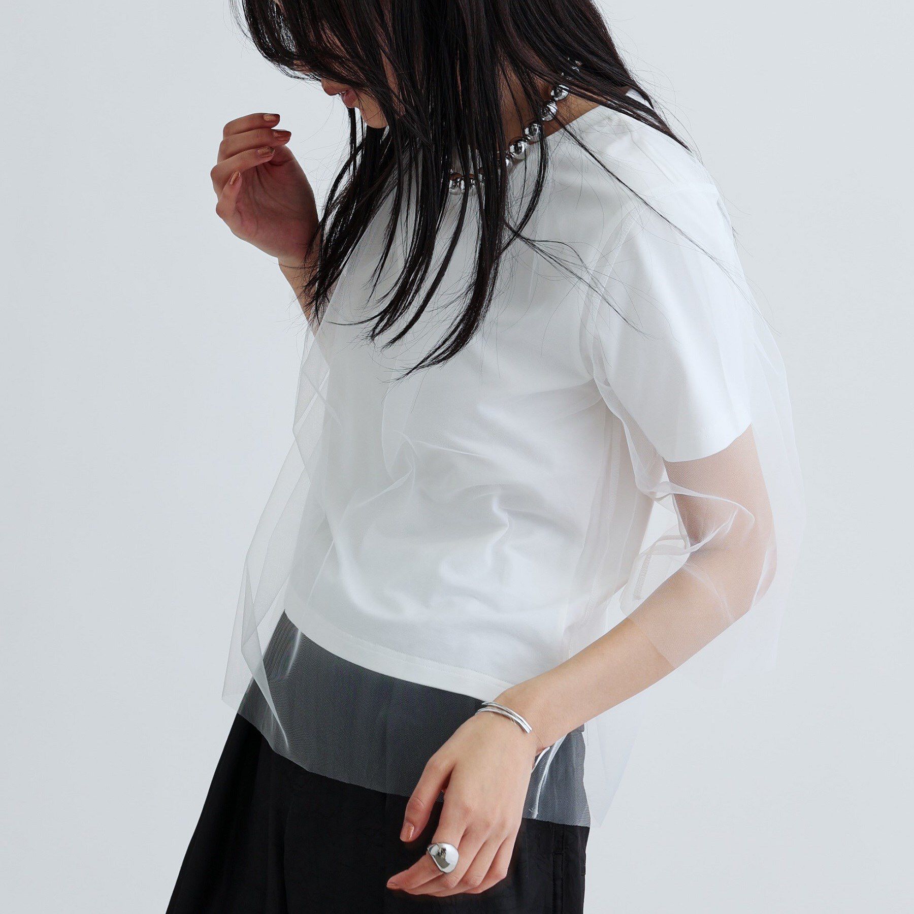 GALLEST「レイヤードチュールトップス」|Tシャツ・カットソー|