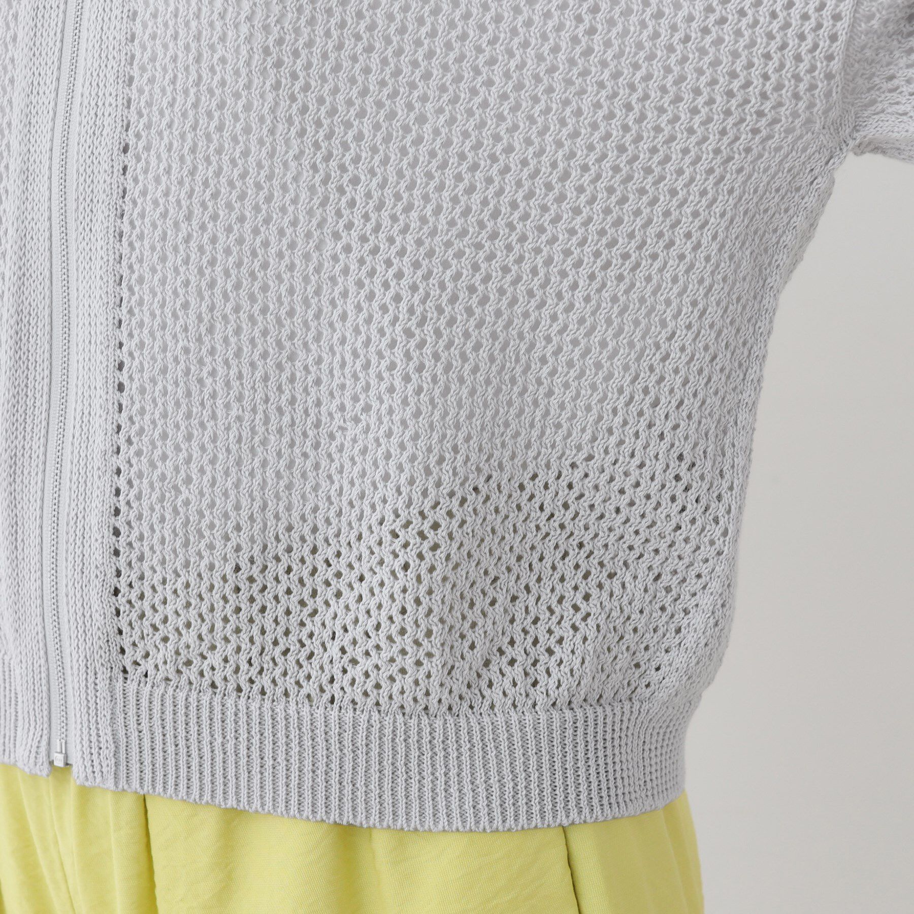 INDIVI「【洗える／コットン100％】メッシュ柄ニットブルゾン」|カーディガン|