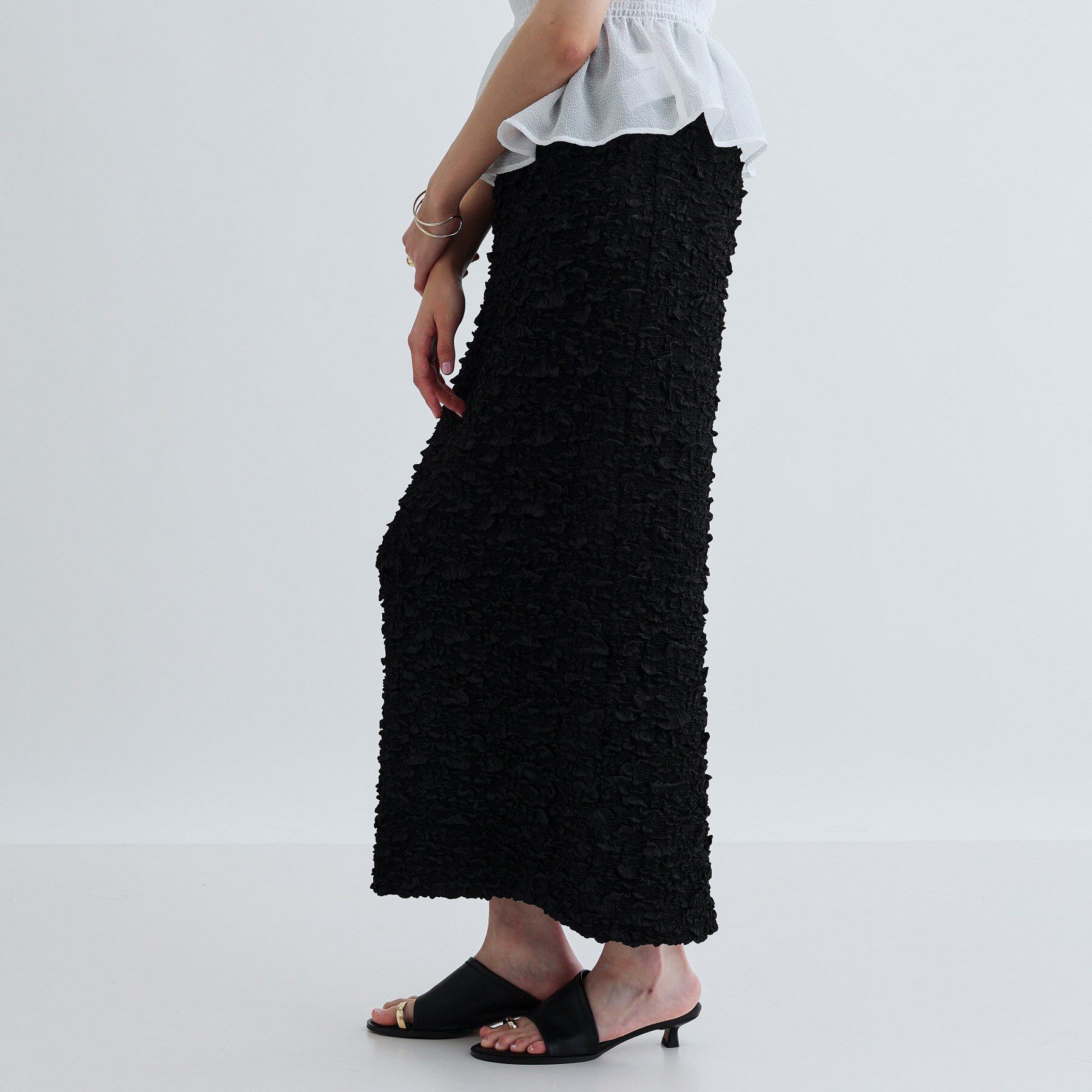 GALLEST「ふくれジャカードタイトスカート」|スカート|ブラック(019)