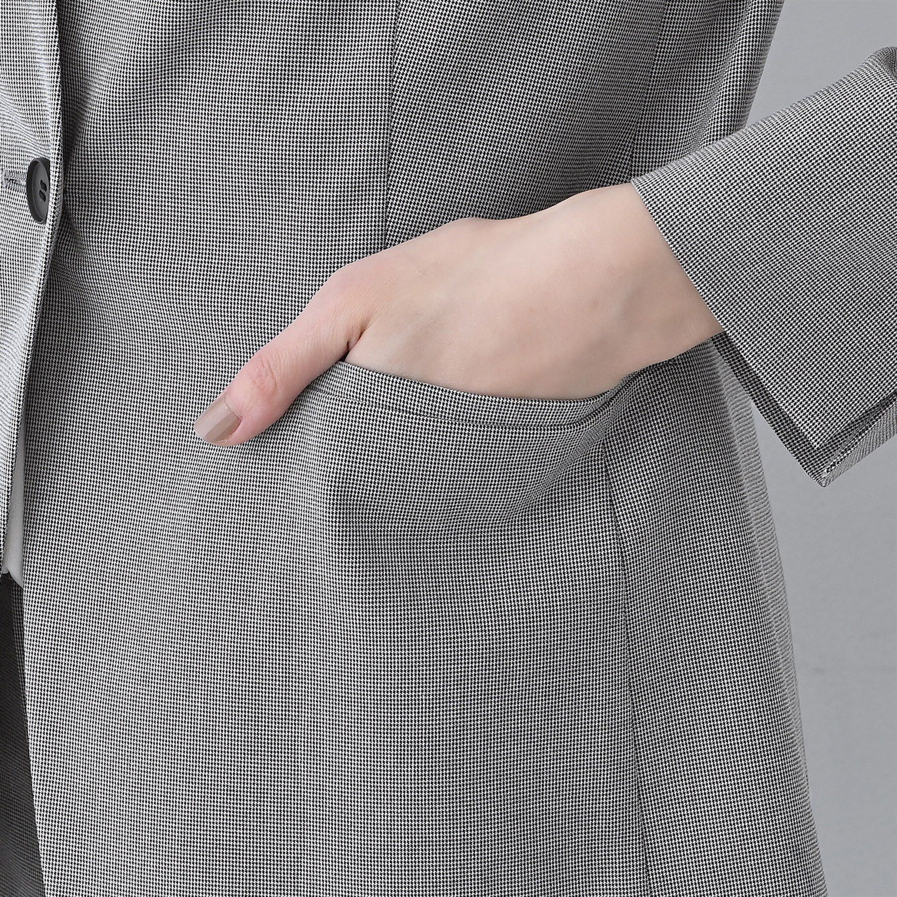 INDIVI「【洗える／夏スーツ】ミニ千鳥柄ノーカラージャケット」|ノーカラージャケット|