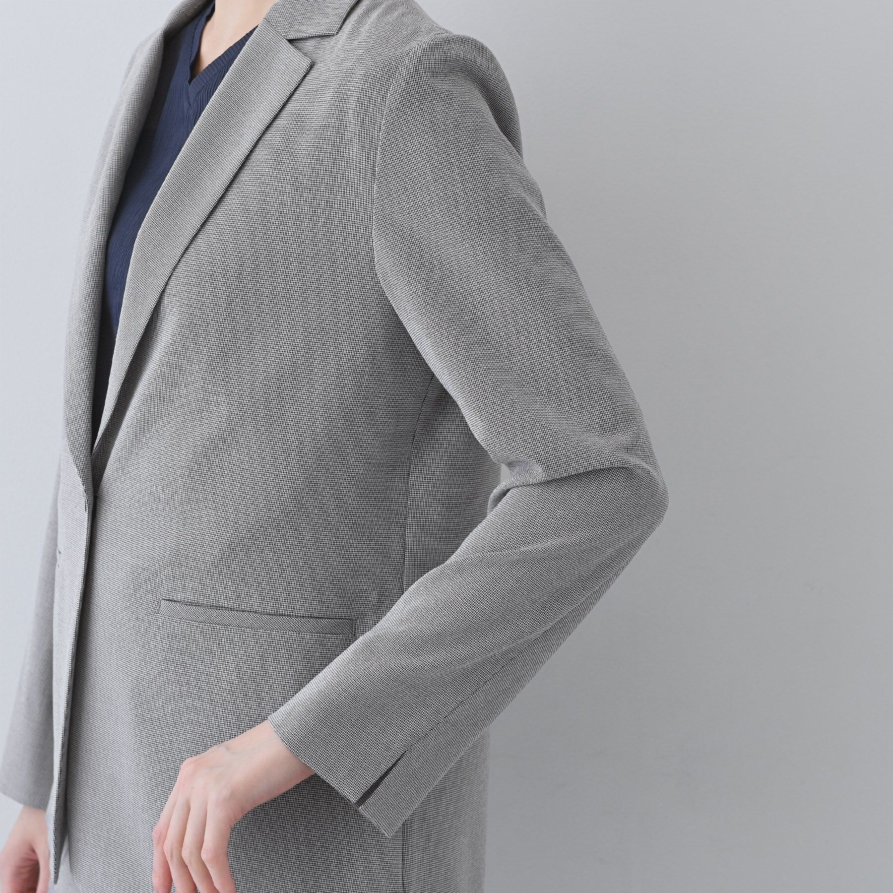 INDIVI「【洗える／夏スーツ】ミニ千鳥柄テーラードカラージャケット」|テーラードジャケット|