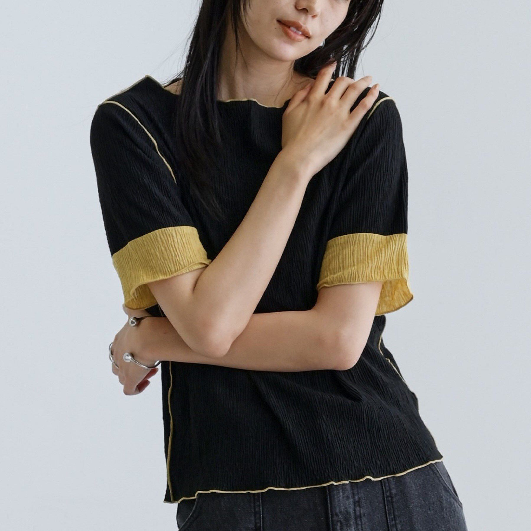 GALLEST「【一部店舗限定】バイカラープリーツカットソー」|Tシャツ・カットソー|