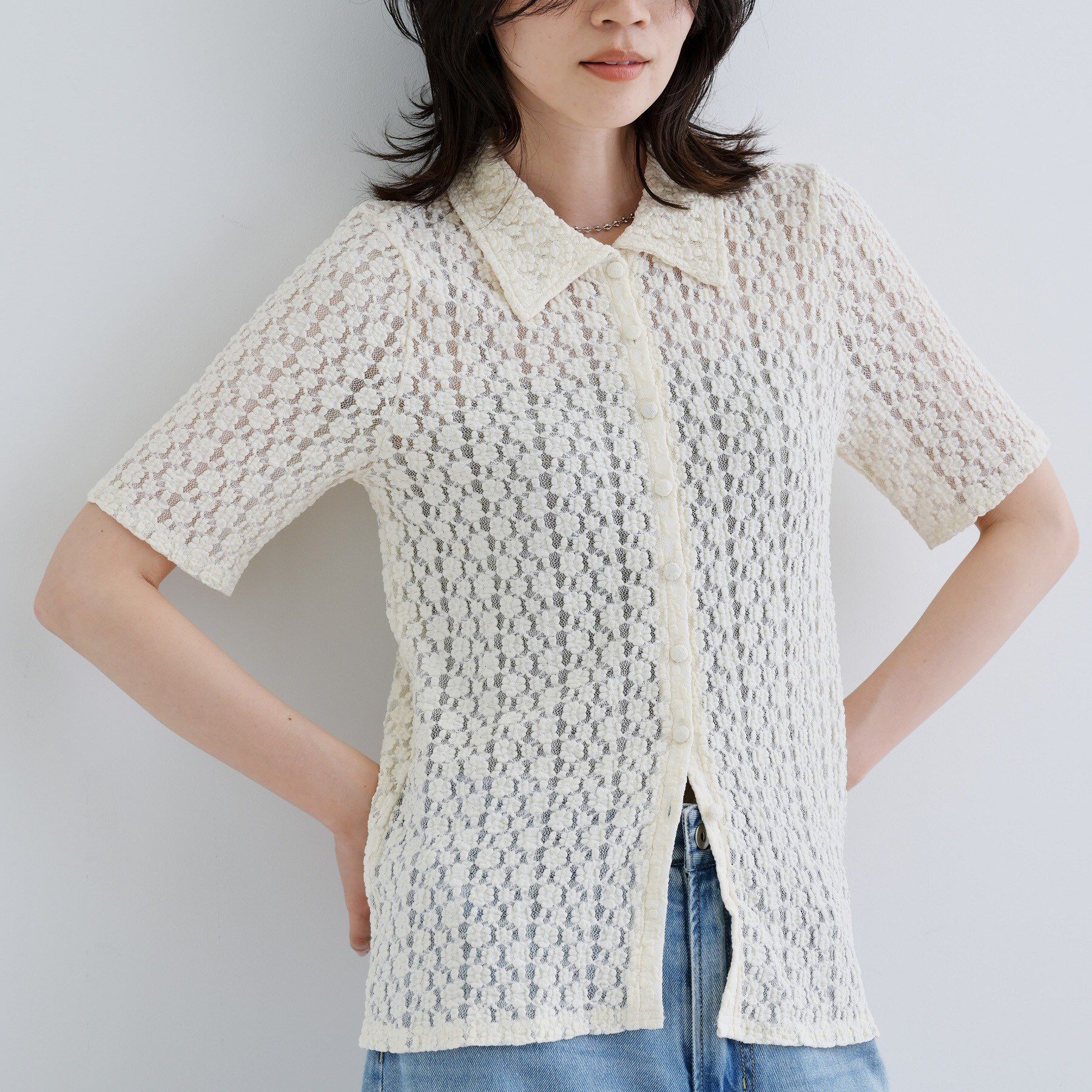 GALLEST「【一部店舗限定】カットレースポロ」|シャツ・ブラウス|