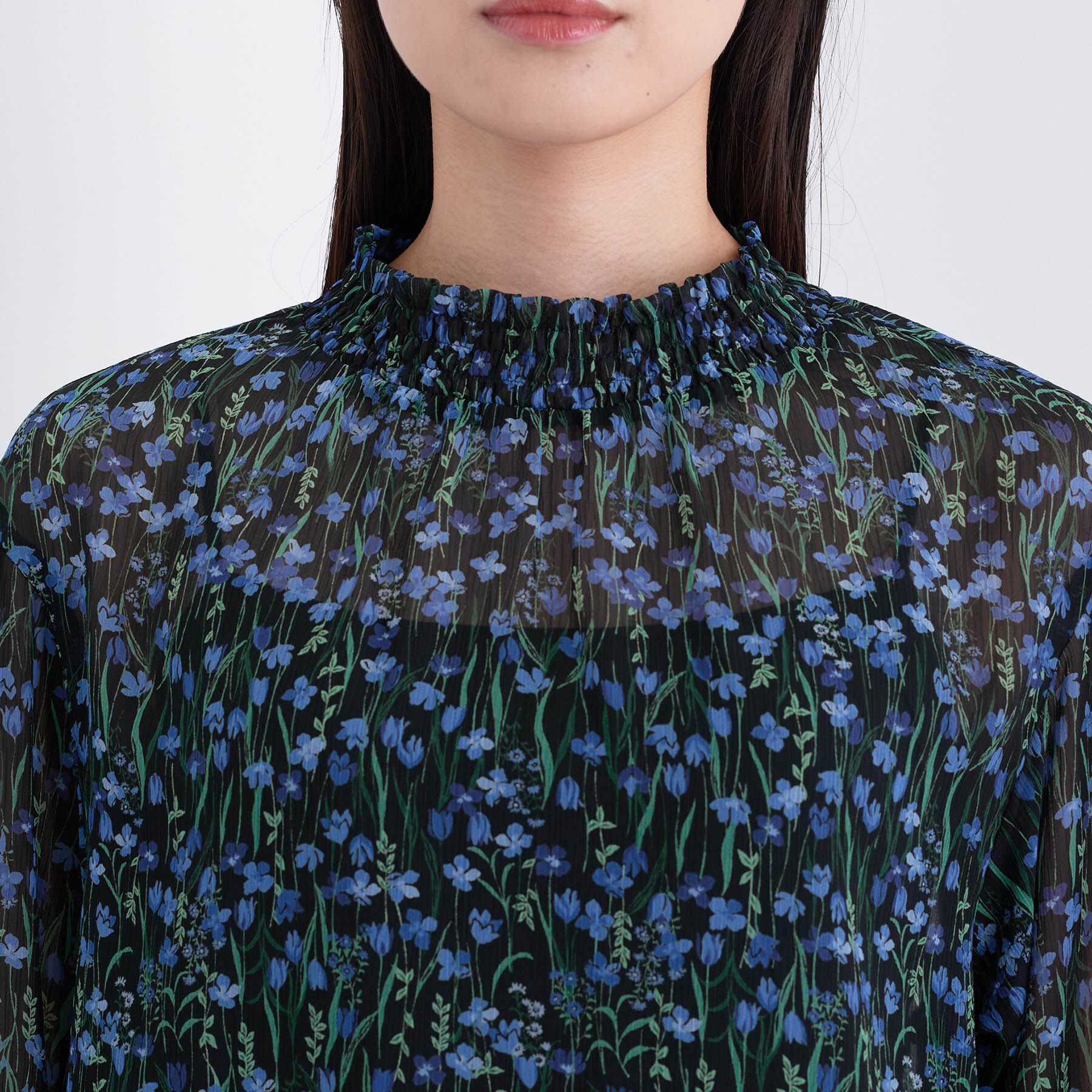 INDIVI「【秋映え柄/セットアップ可能】フラワーシフォンブラウス」|シャツ・ブラウス|