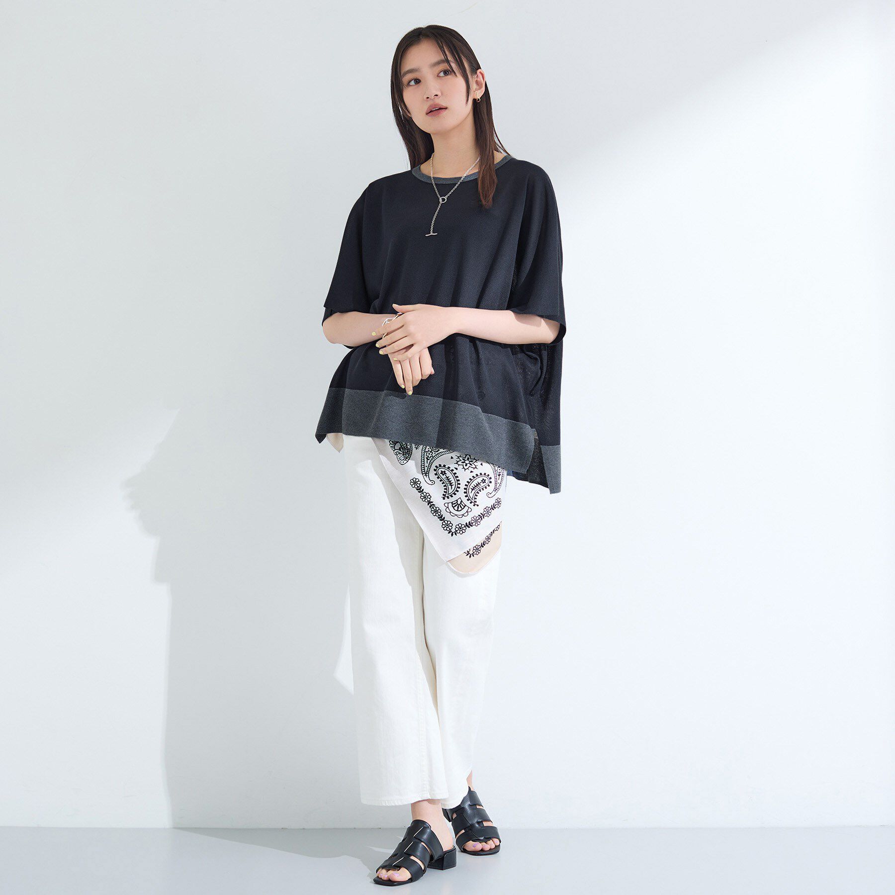 INDIVI「【洗える／二の腕カバー】バイカラーラメニット」|ニット・セーター|