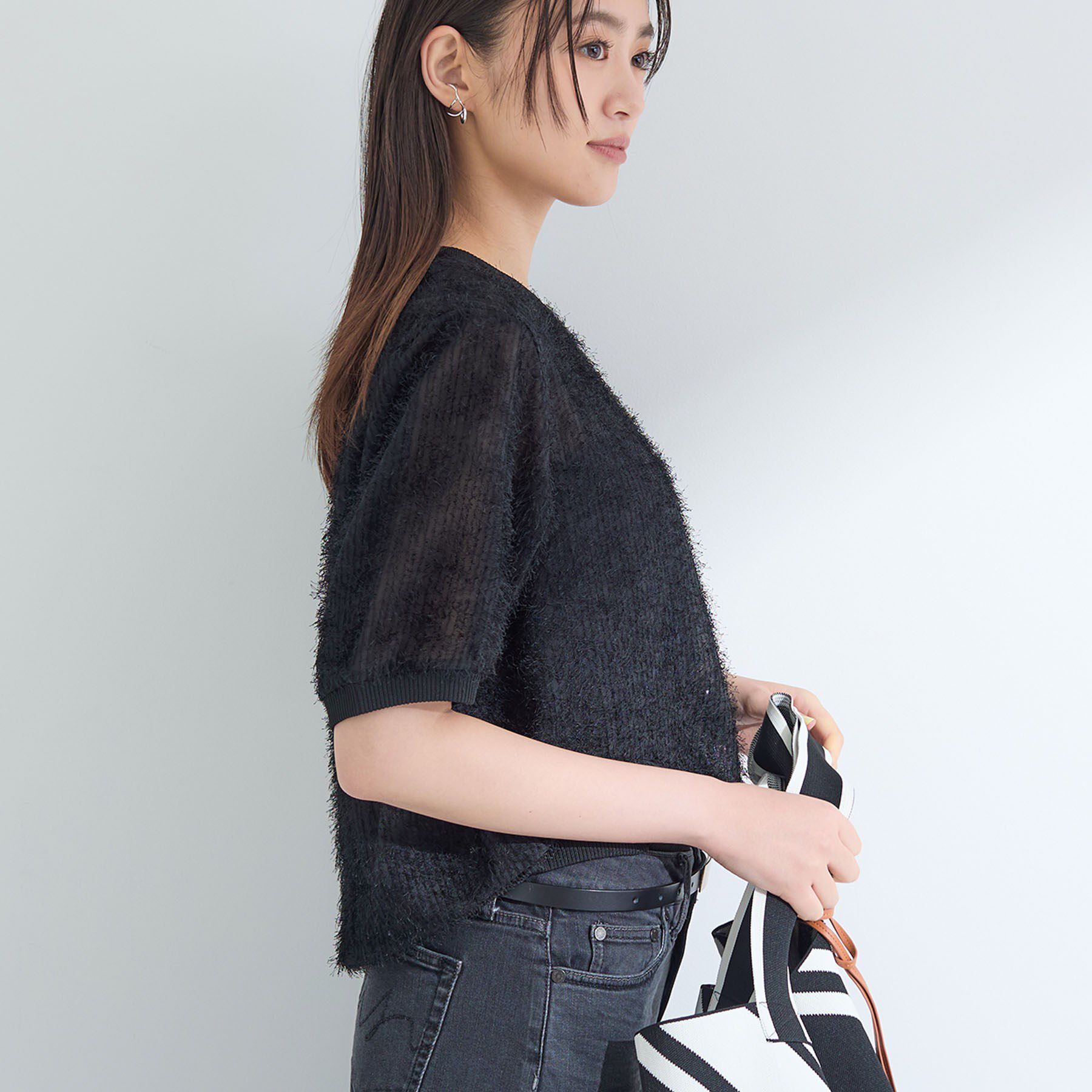 INDIVI「ヘアリージャカードトップス」|シャツ・ブラウス|