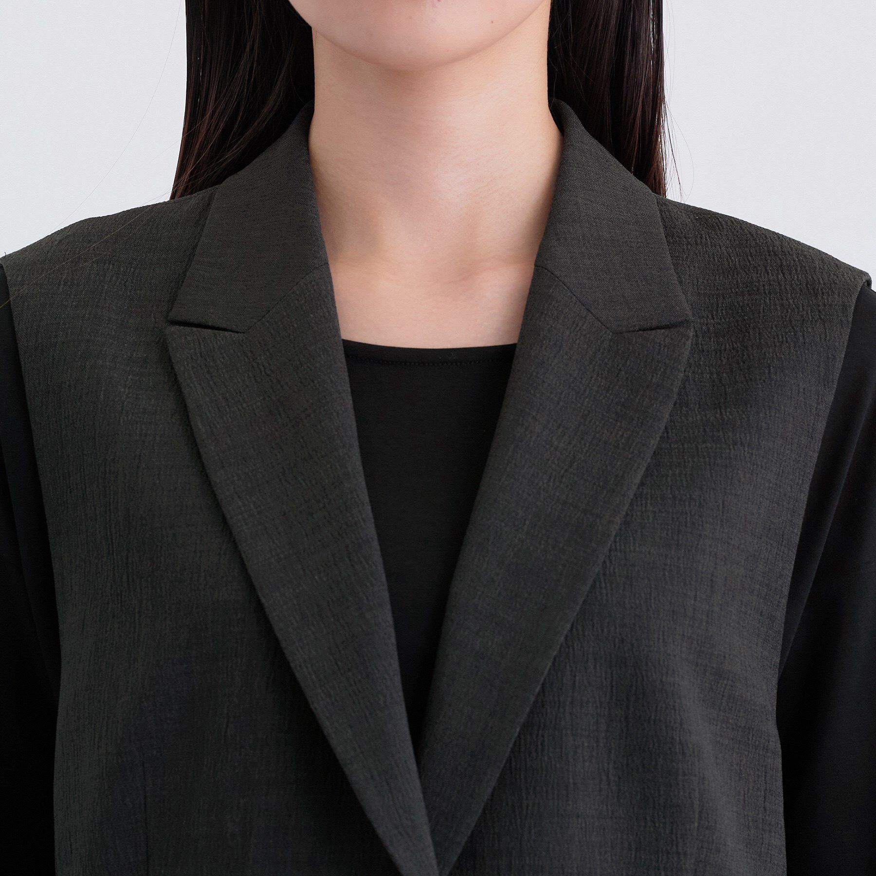 INDIVI「【セットアップ可能】凹凸ストレッチ素材テーラードカラージレジャケット」|テーラードジャケット|