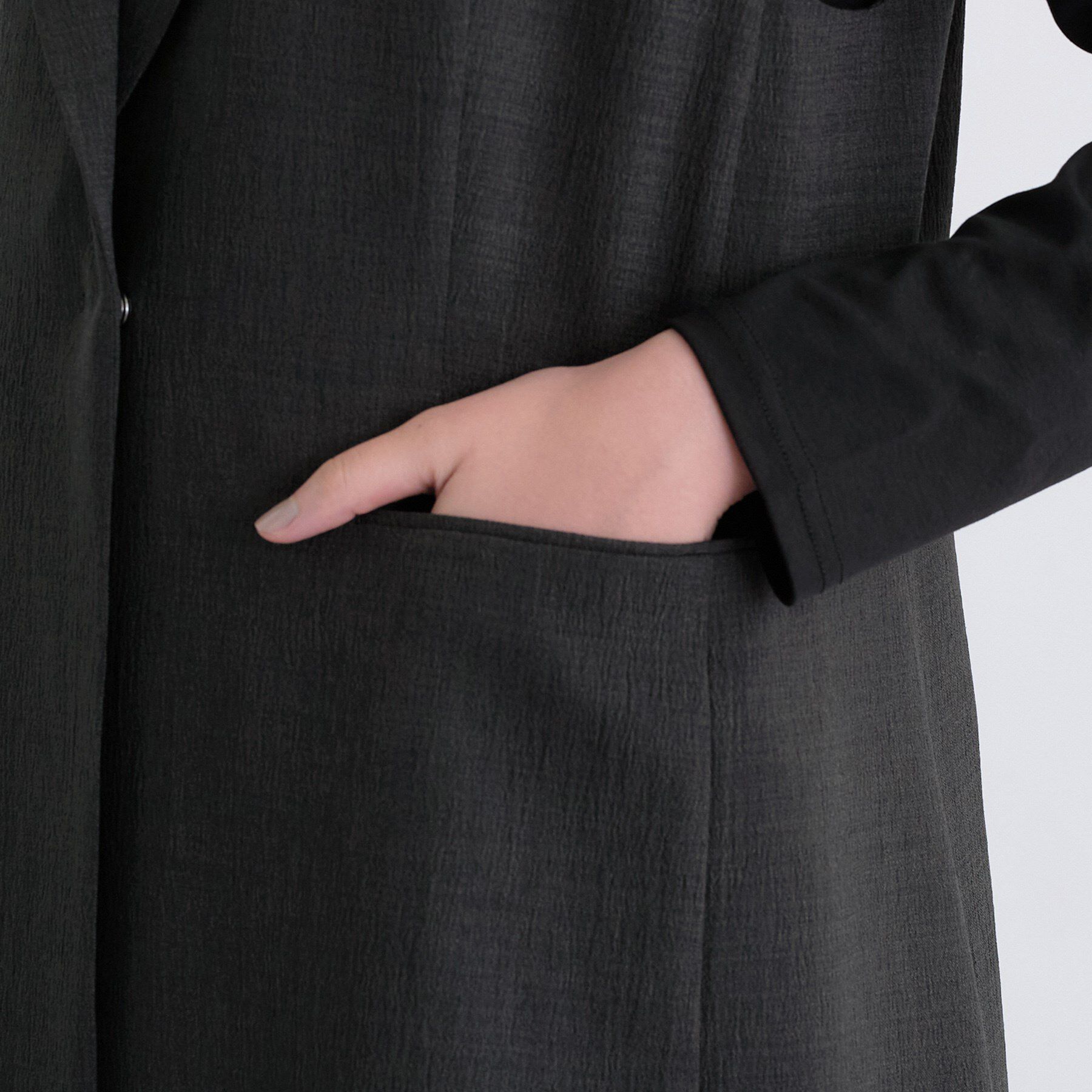 INDIVI「【セットアップ可能】凹凸ストレッチ素材テーラードカラージレジャケット」|テーラードジャケット|