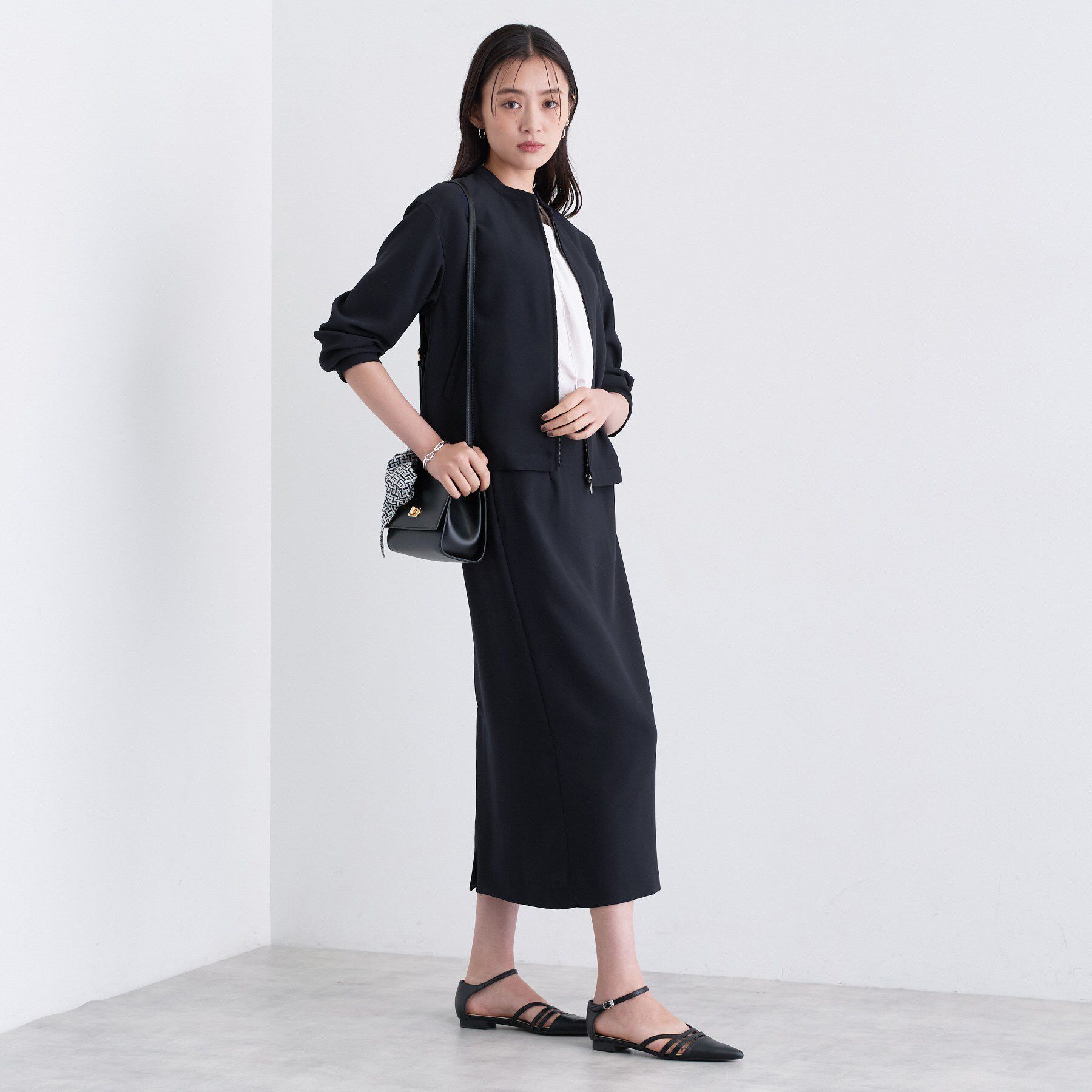 INDIVI「【洗える／UVケア／吸汗速乾】ジョーゼットライトブルゾン」|ブルゾン・スタジャン|