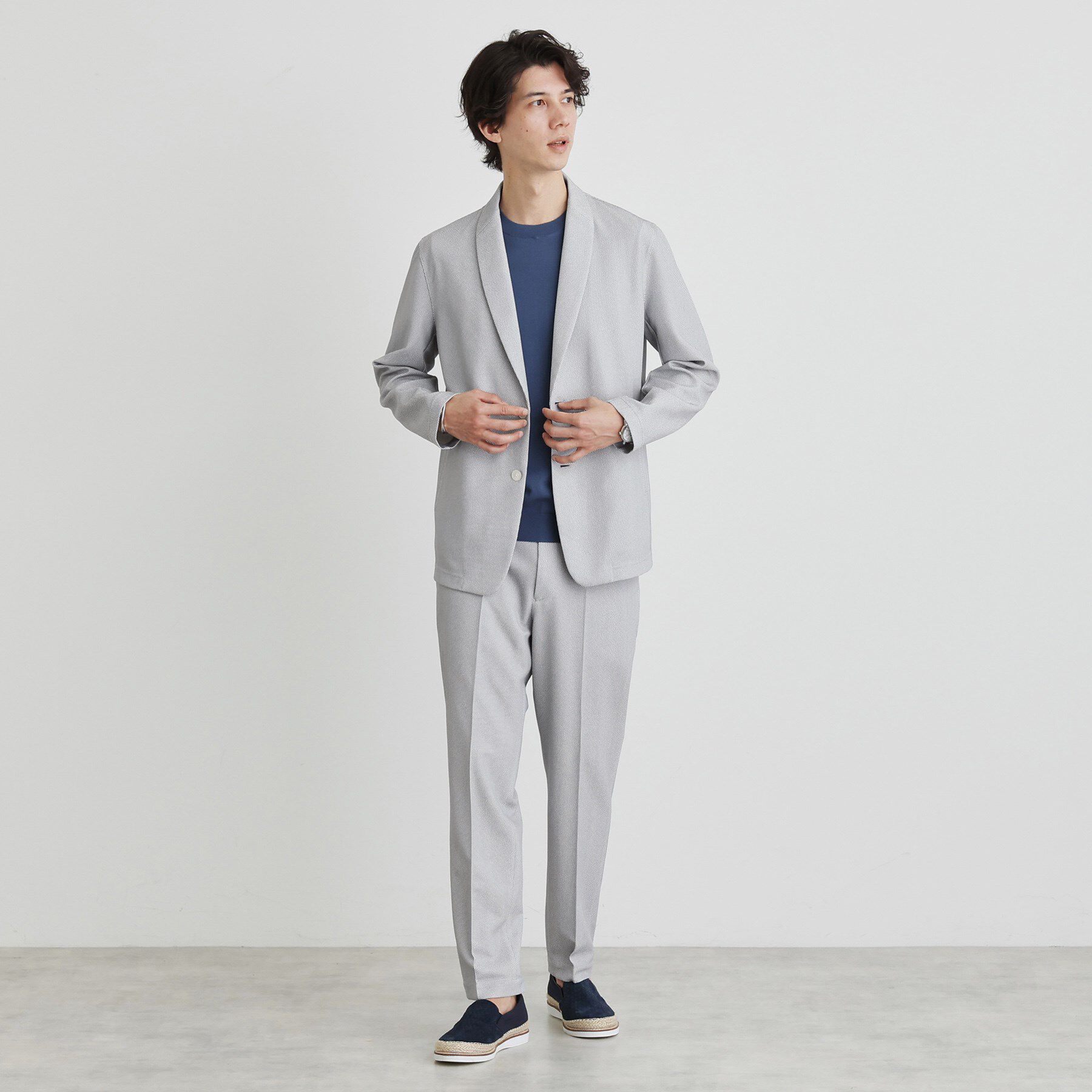 TAKEO KIKUCHI「【尾州織】後染め ドビーメッシュ ショール羽織り」|カーディガン|