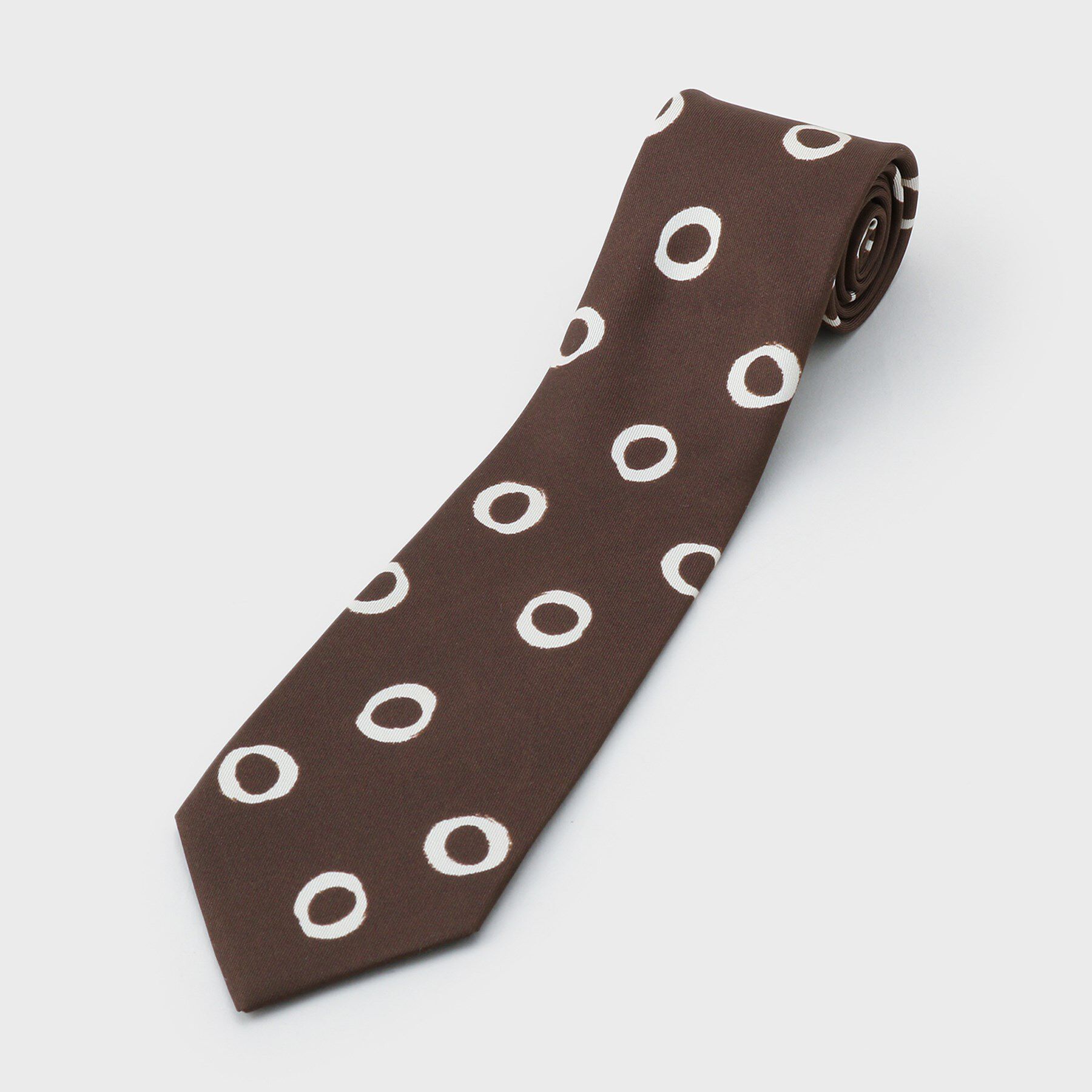 40CARATS&525「手書きサークルドットネクタイ」|ネクタイ・蝶ネクタイ|ブラウン(143)