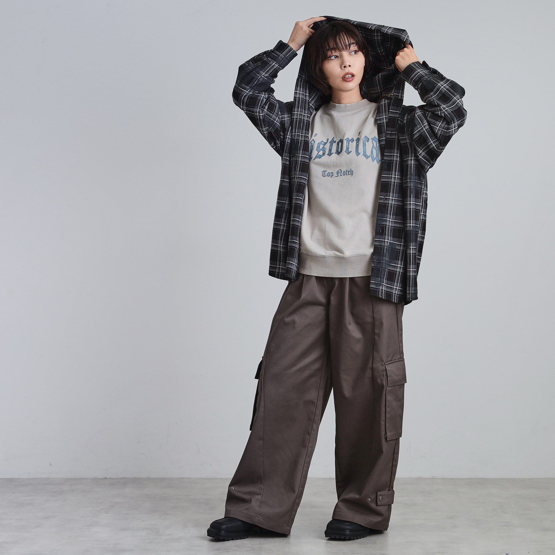 tk.TAKEO KIKUCHI「ヴィンテージフードチェックシャツ」|シャツ・ブラウス|