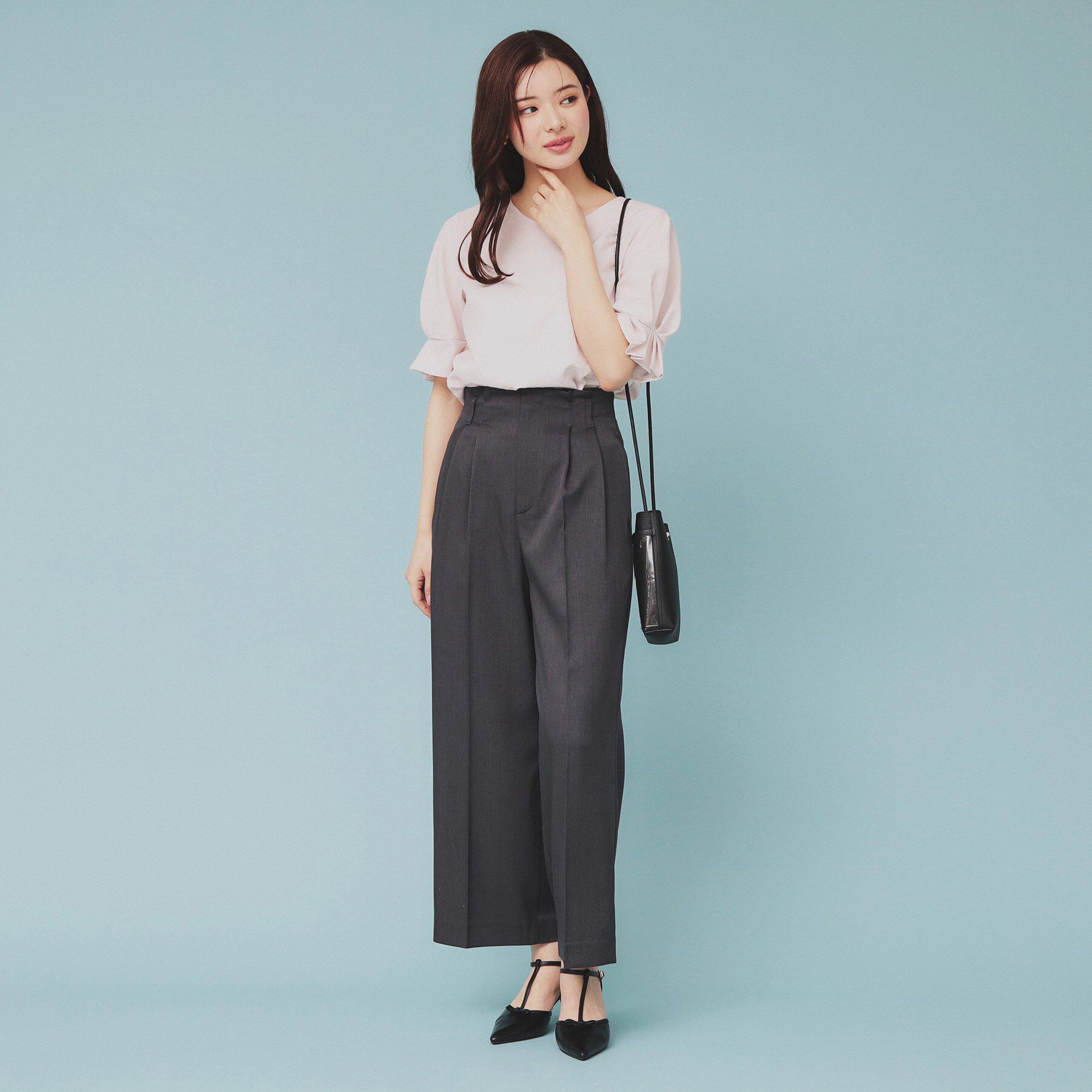 index「ベルト付ストレッチワイドパンツ【防シワ/イージーアイロン/洗濯機洗い可】」|その他|