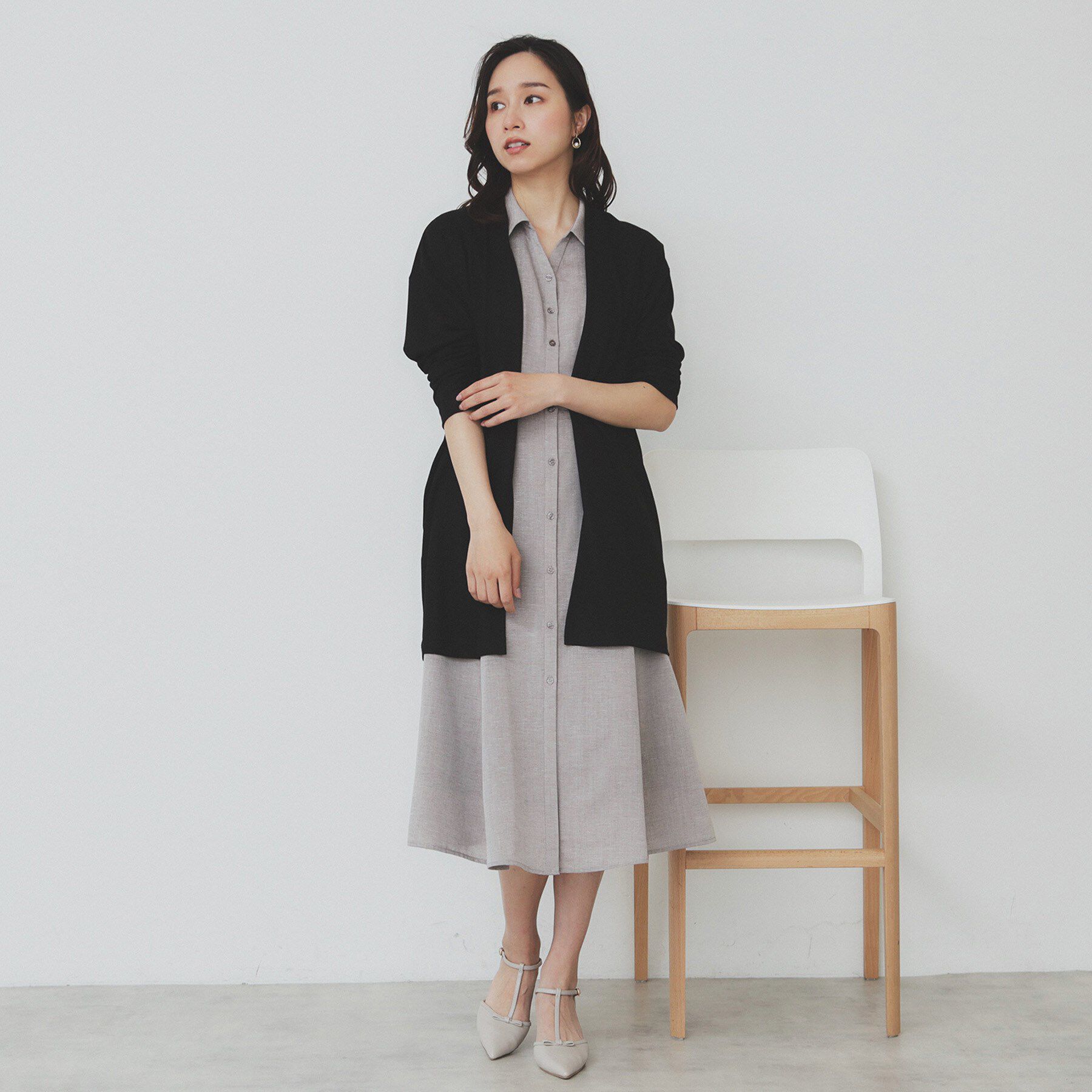 index「リネンライクシャツワンピース【洗濯機洗い可】」|ワンピース|