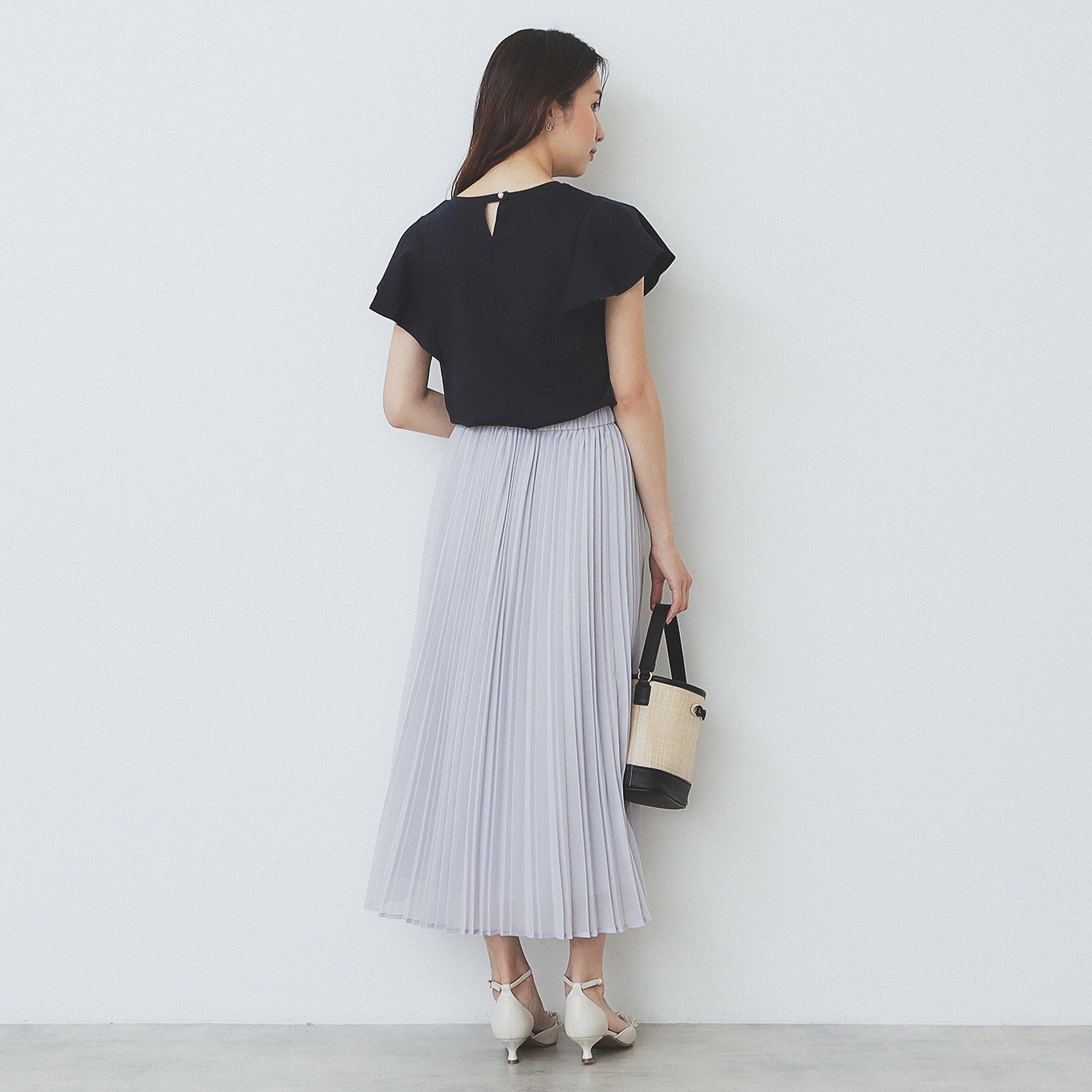 index「《美人百花掲載/XS-3Lサイズ》フレアスリーブバックシャントップス【接触冷感/UVケア/洗濯機洗い」|Tシャツ・カットソー|