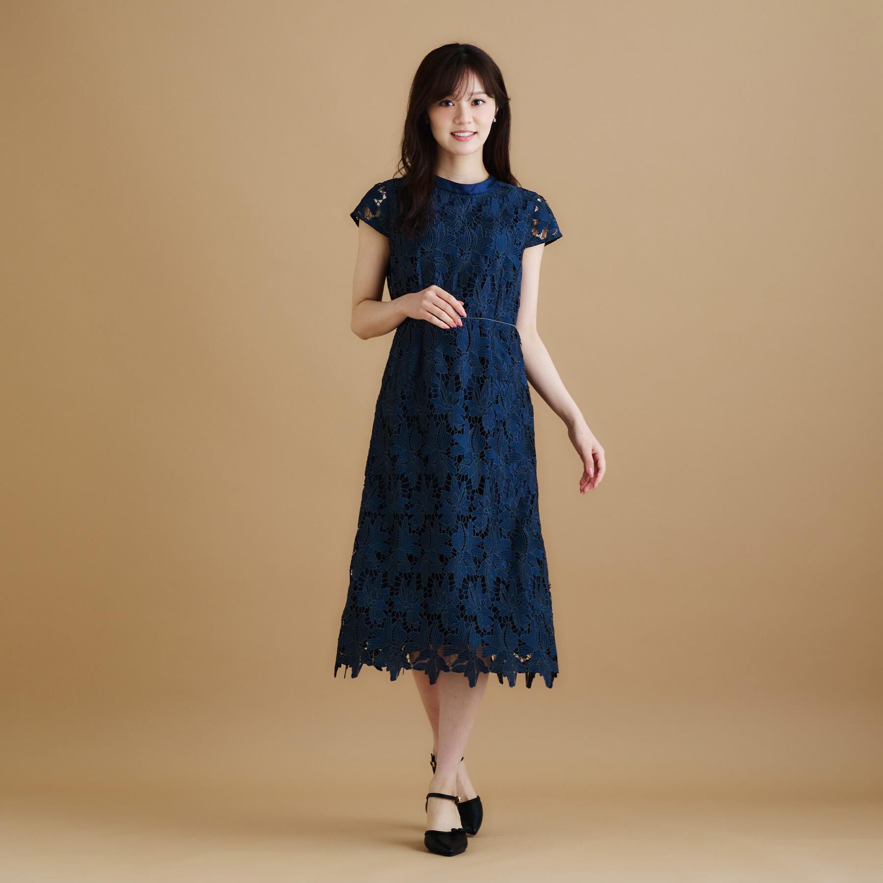 index「バイカラーレースワンピース【洗濯機洗い可】」|ワンピース|