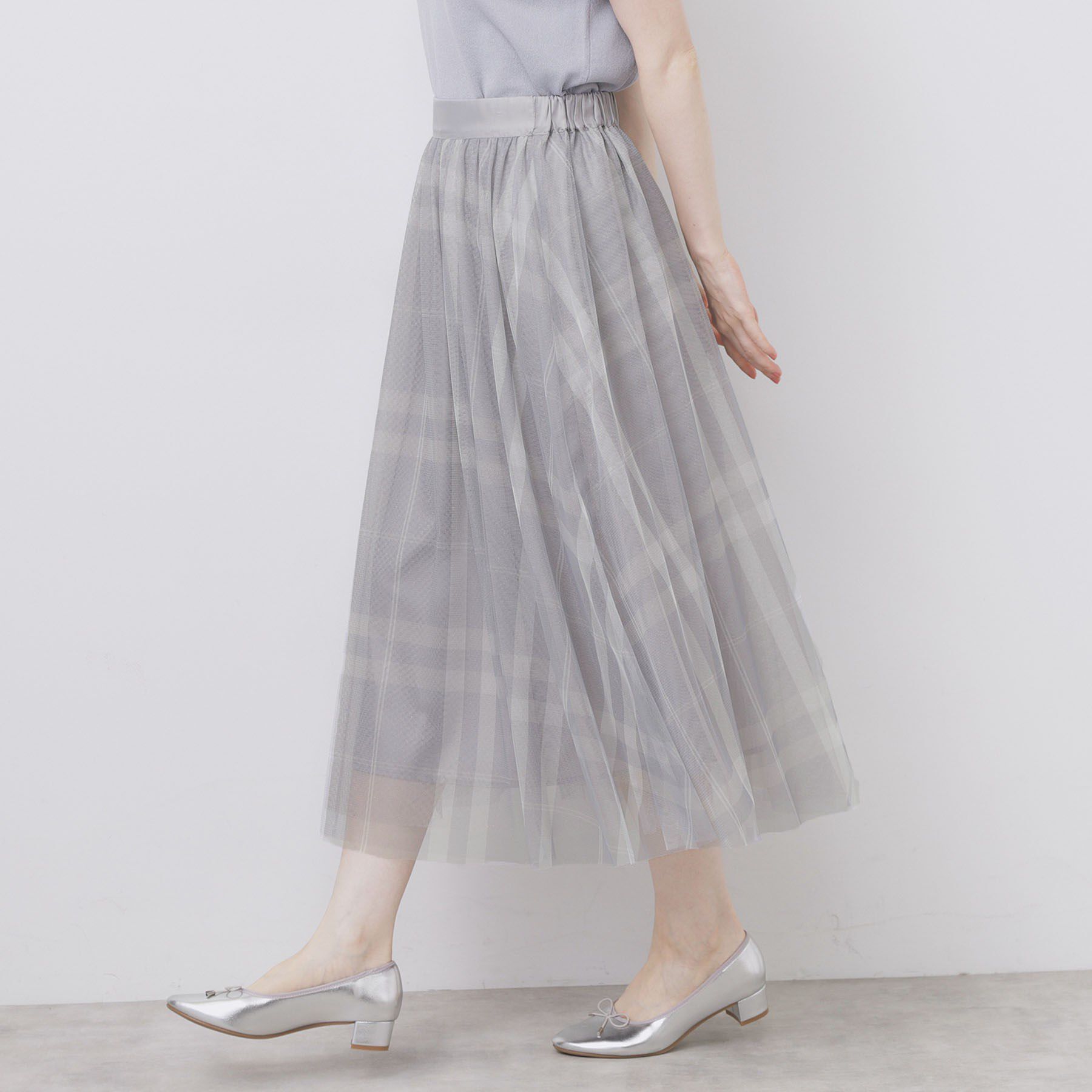 index「チュールラメチェックフレアスカート【洗濯機洗い可/防シワ】」|スカート|