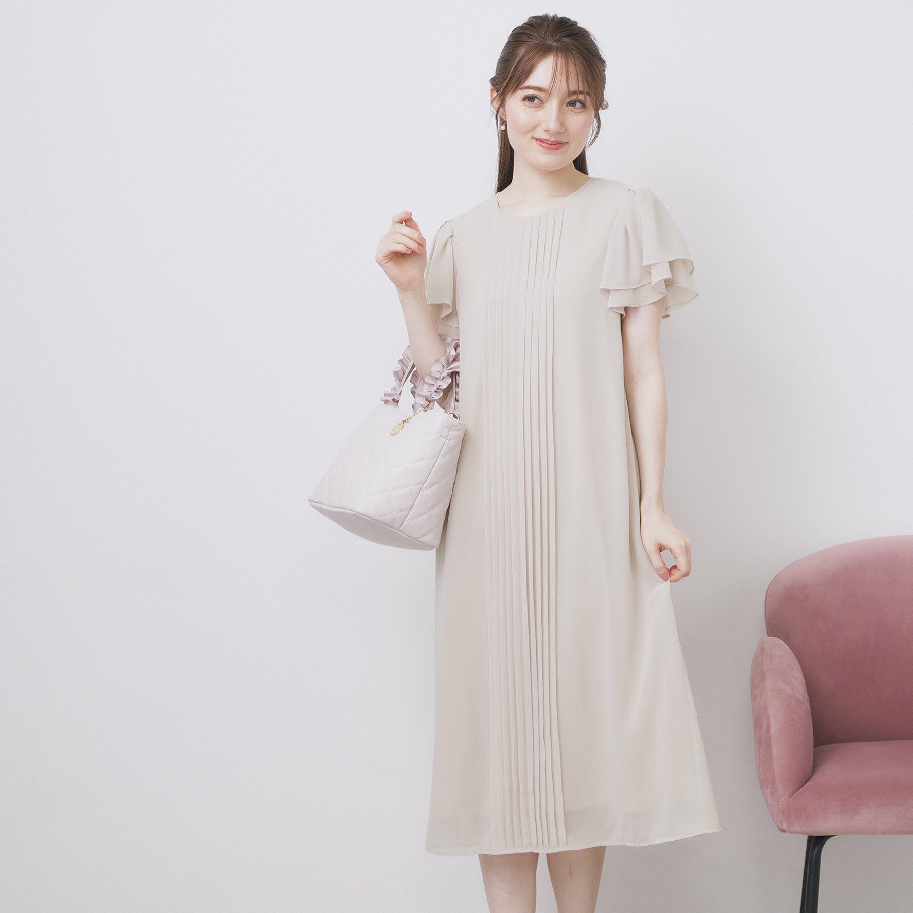 index「フロントタックIラインワンピース【洗濯機洗い可/防シワ】」|ワンピース|