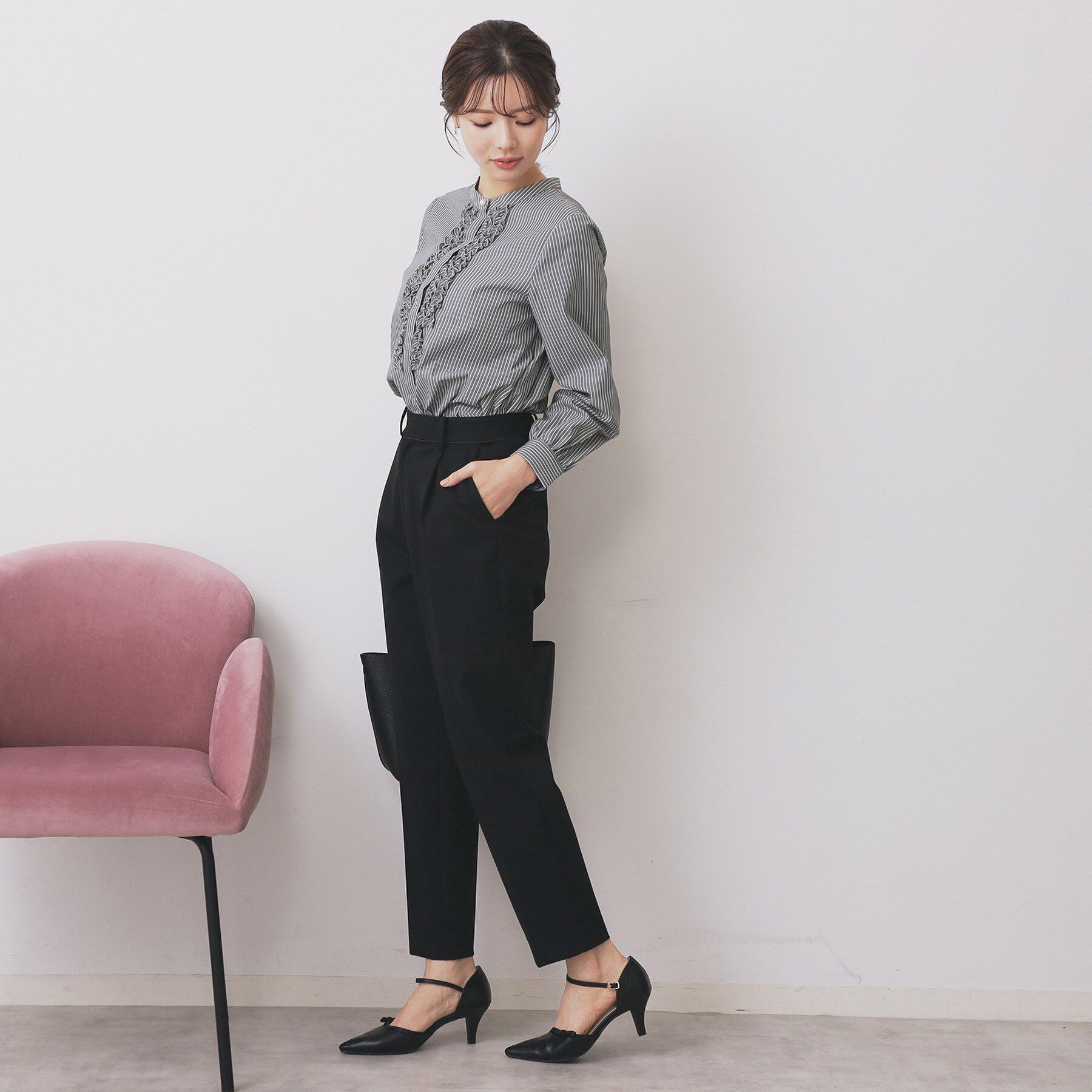 index「バンドカラーフリルブラウス【洗濯機OK/イージーアイロン/防シワ】」|シャツ・ブラウス|