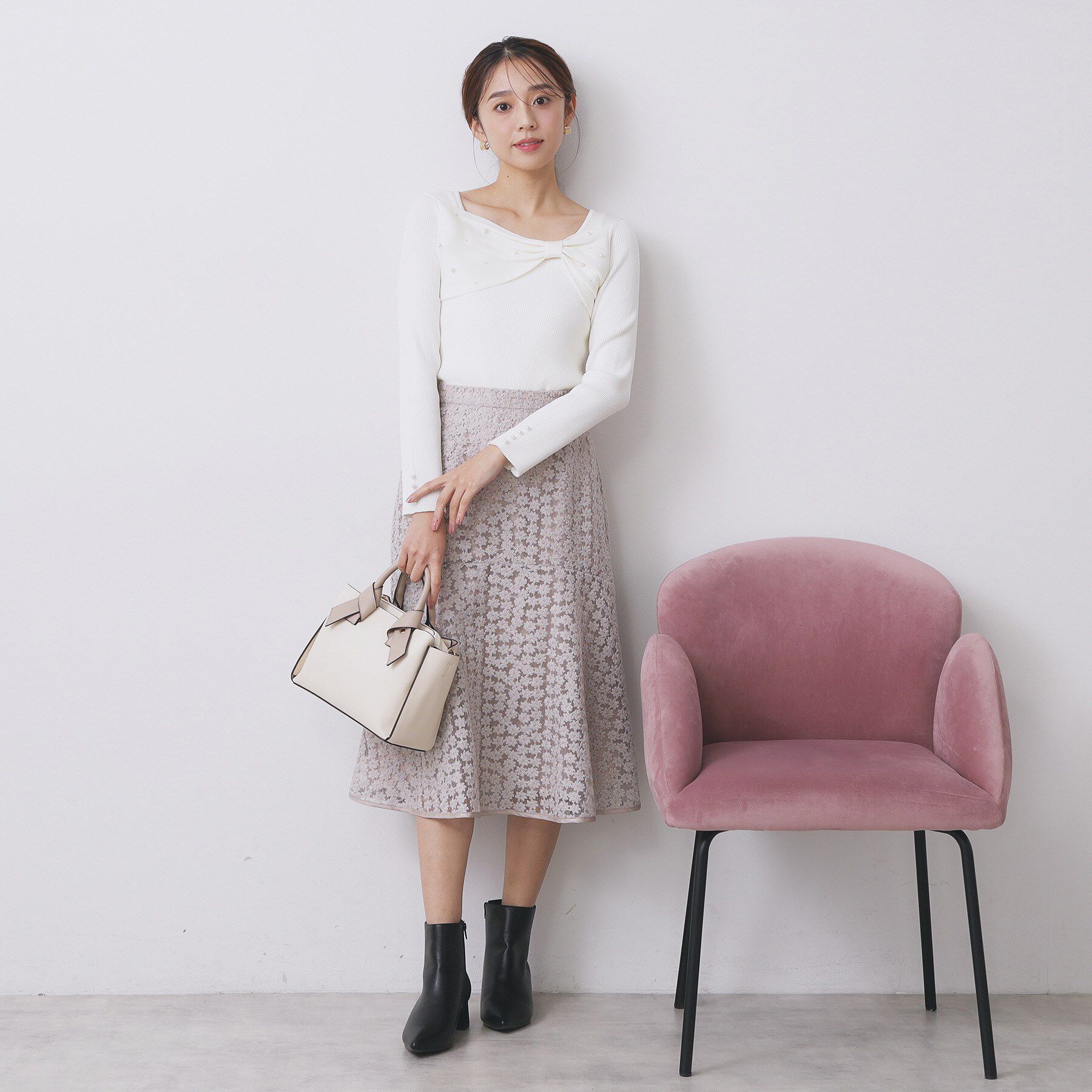 index「リボンパール調リブニット【洗濯機OK】」|ニット・セーター|