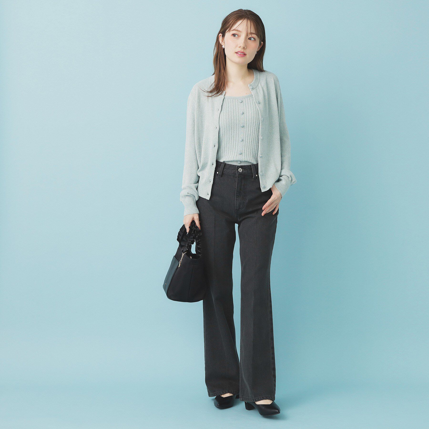 index「ミニモールラメコンパクトクルーカーディガン/アンサンブル対応【洗濯機OK】」|カーディガン|