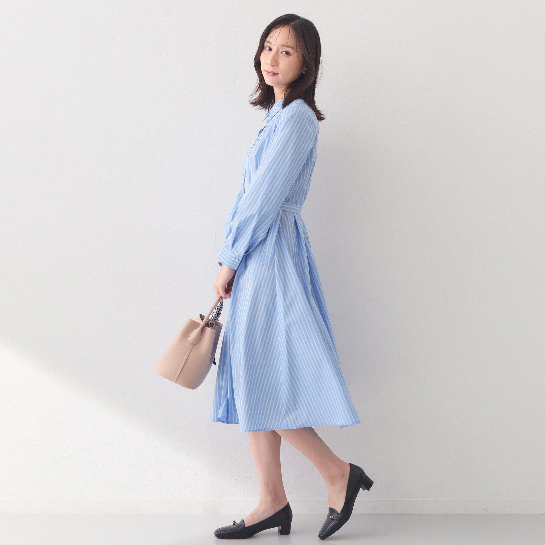index「ベルト付きタックシャツワンピース【洗濯機OK・イージーアイロン】」|ワンピース|