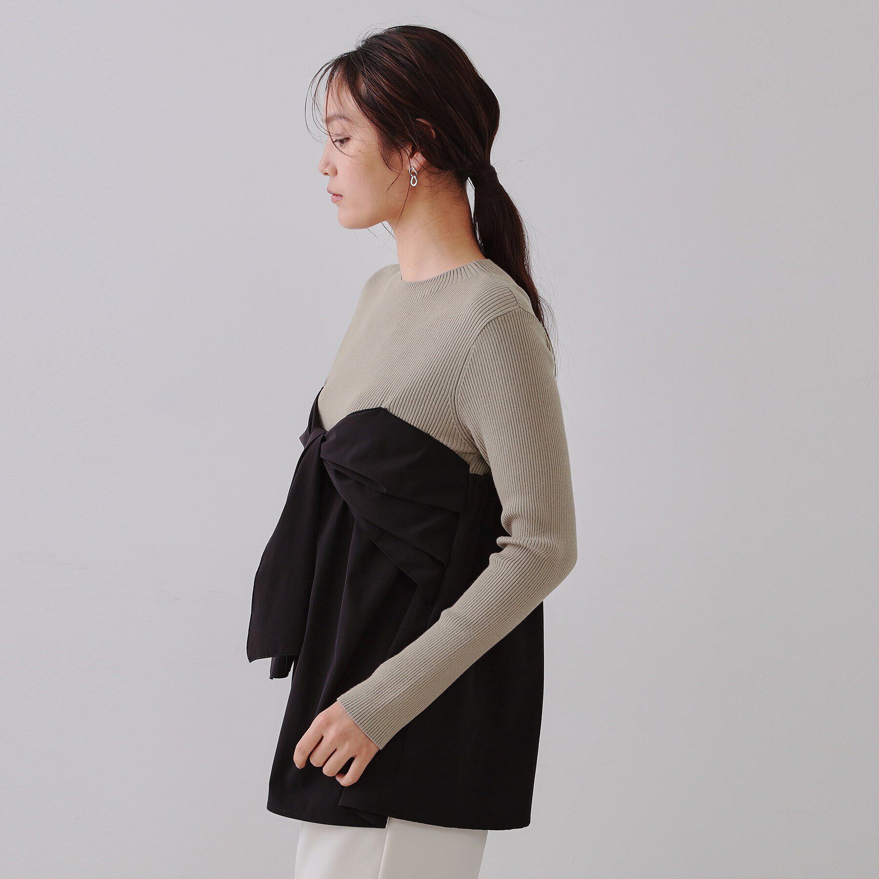 OPAQUE.CLIP「リボンビスチェドッキングニット【洗濯機洗い可】」|ニット・セーター|